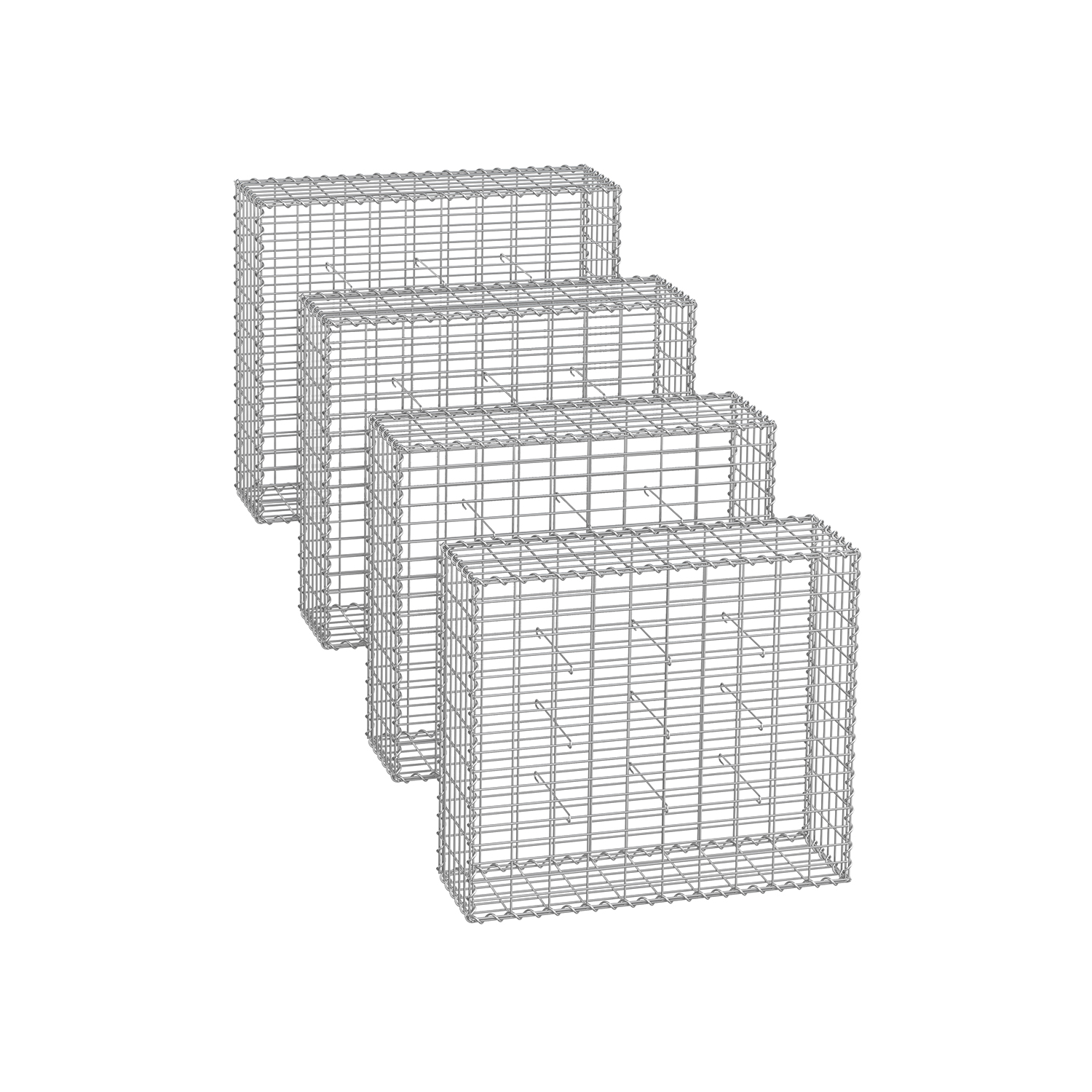 Gabioonikorvid 5 x 10 cm võrgusilmaga komplektis 4tk hõbedane