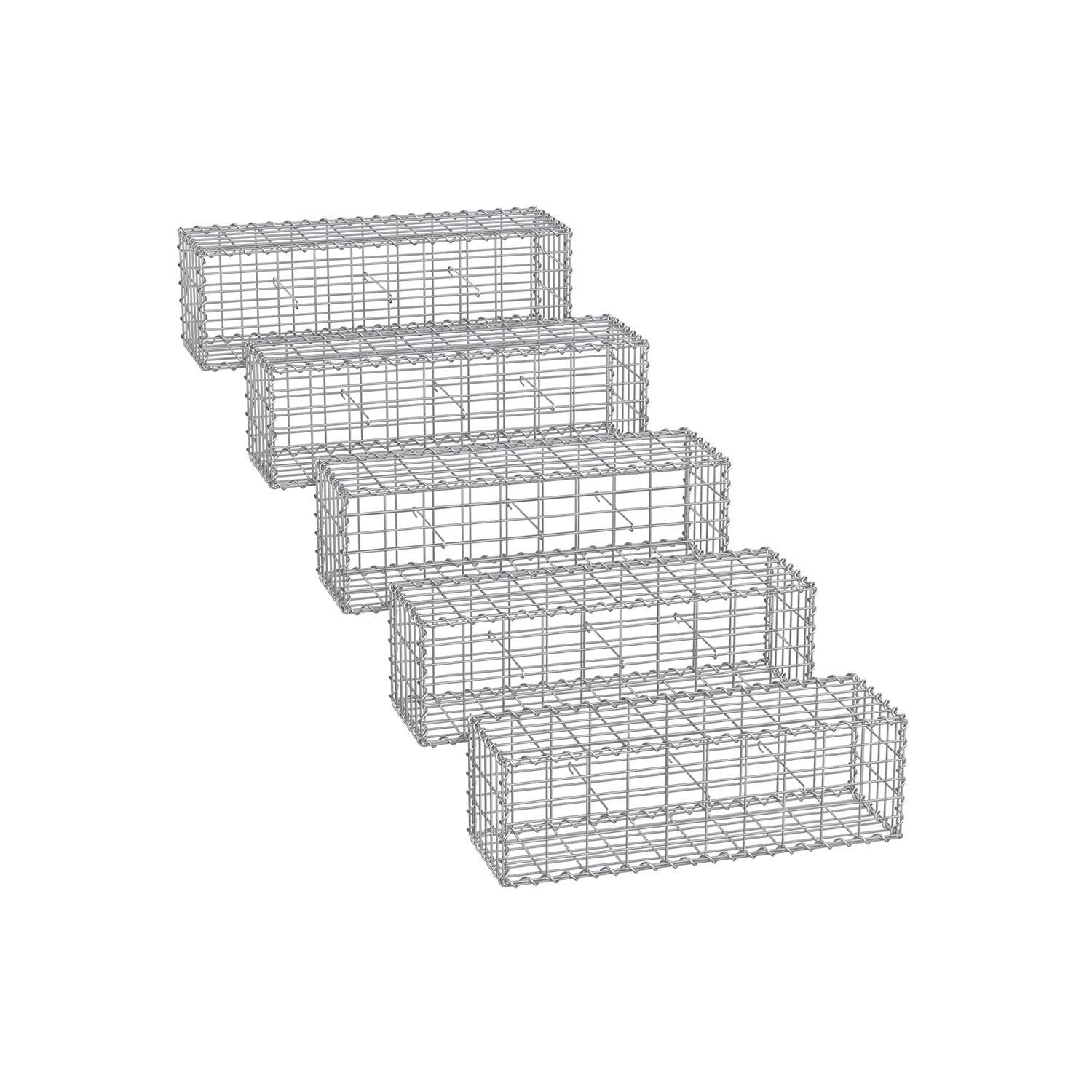Gabioonkorvide komplekt 5 tk 5 x 10 cm võrgusilmaga hõbedane