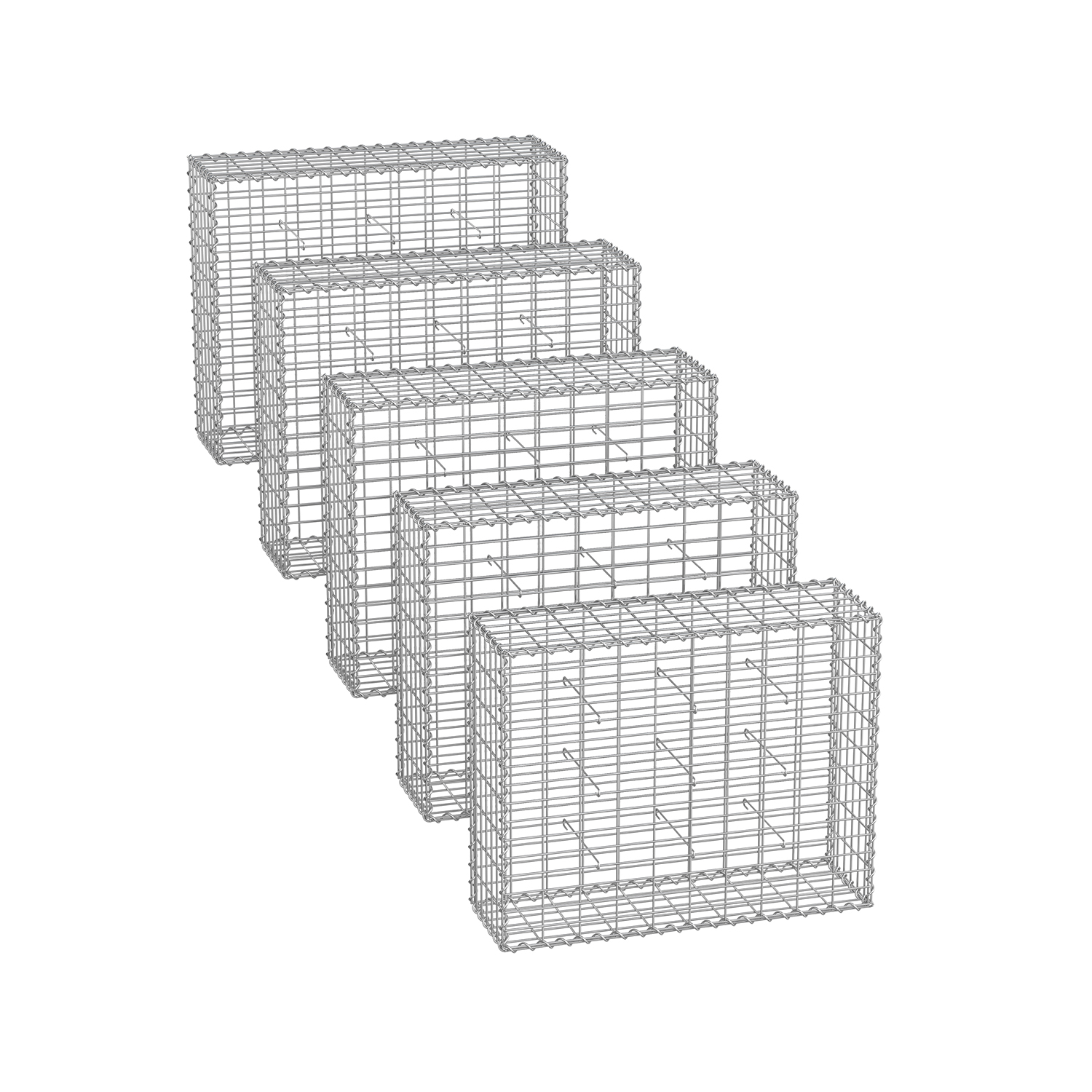 Gabionu grozi 100 x 80 x 30 cm, komplektā 5, sudrabs