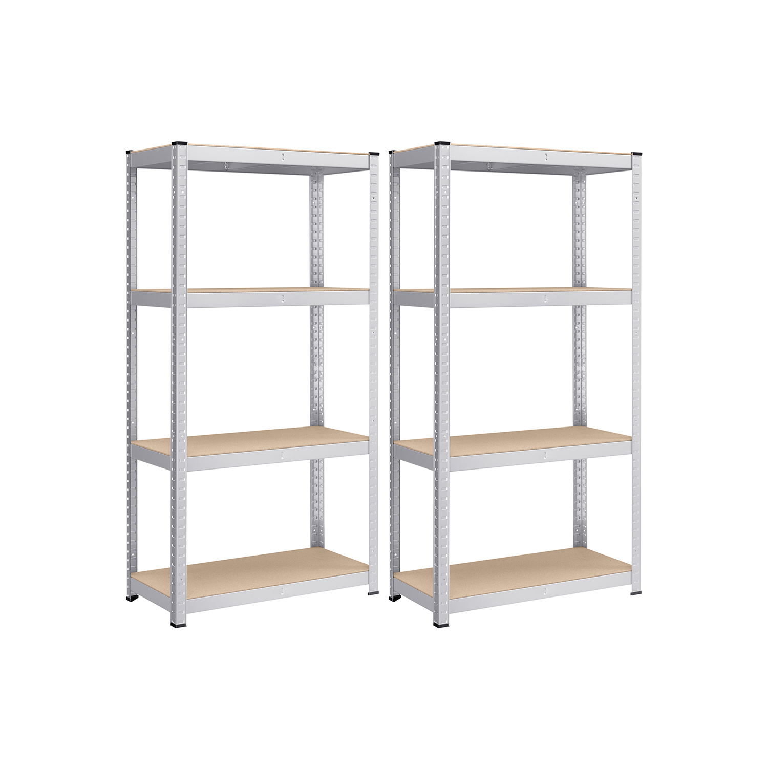 Metāla uzglabāšanas plauktu komplekts (2 gab.), augstums 160 cm, sudraba krāsā