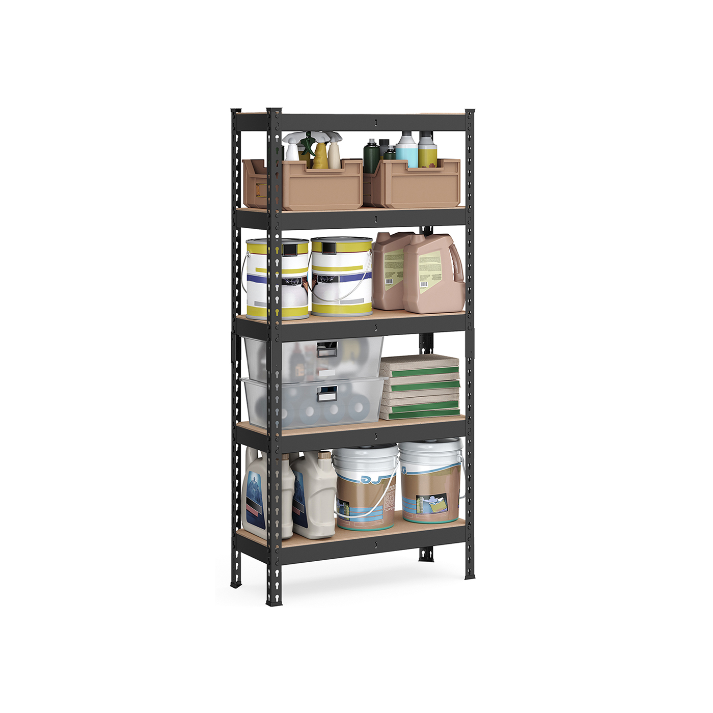 Raskekanduriiul 5 riiuliga 30 x 75 x 150 cm must