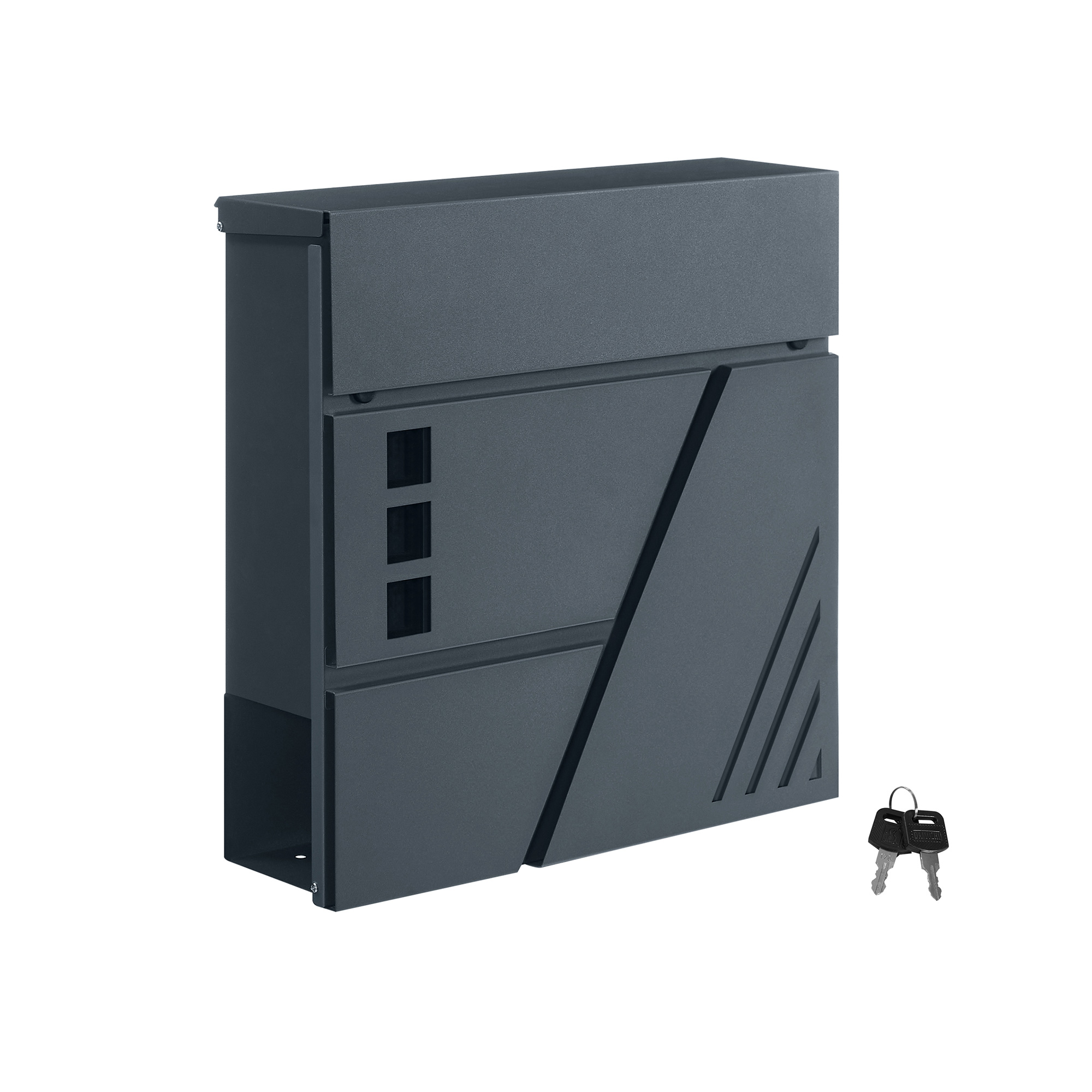 Wall-mounted mailbox with viewing window, anthracite gray