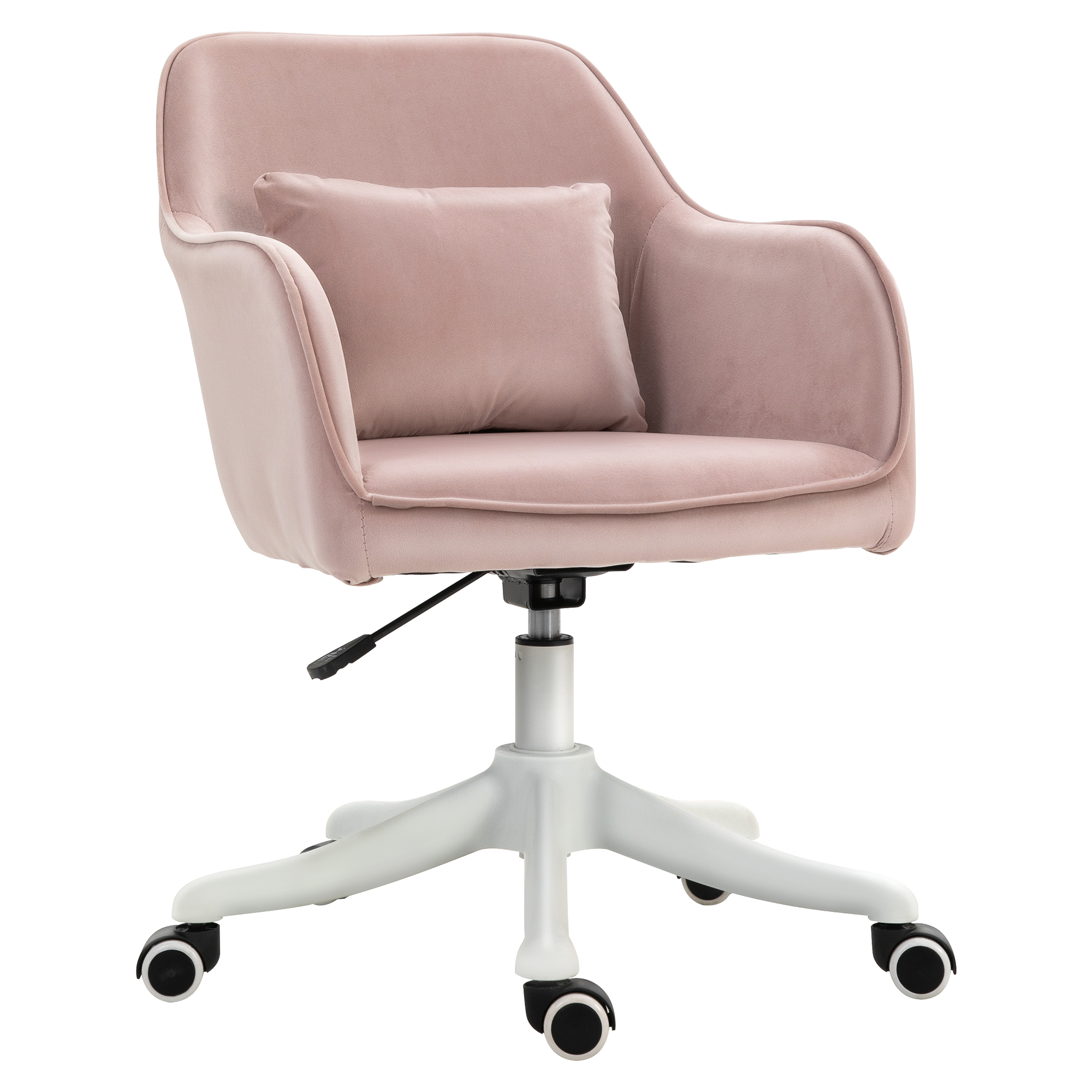 Masāžas krēsls, 78-86 cm augstumā regulējams biroja krēsls, grozāms krēsls, datorkrēsls ar USB portu, darba krēsls ar vibrācijas funkciju, jostasvietas spilvens, masāžas funkcija, rozā