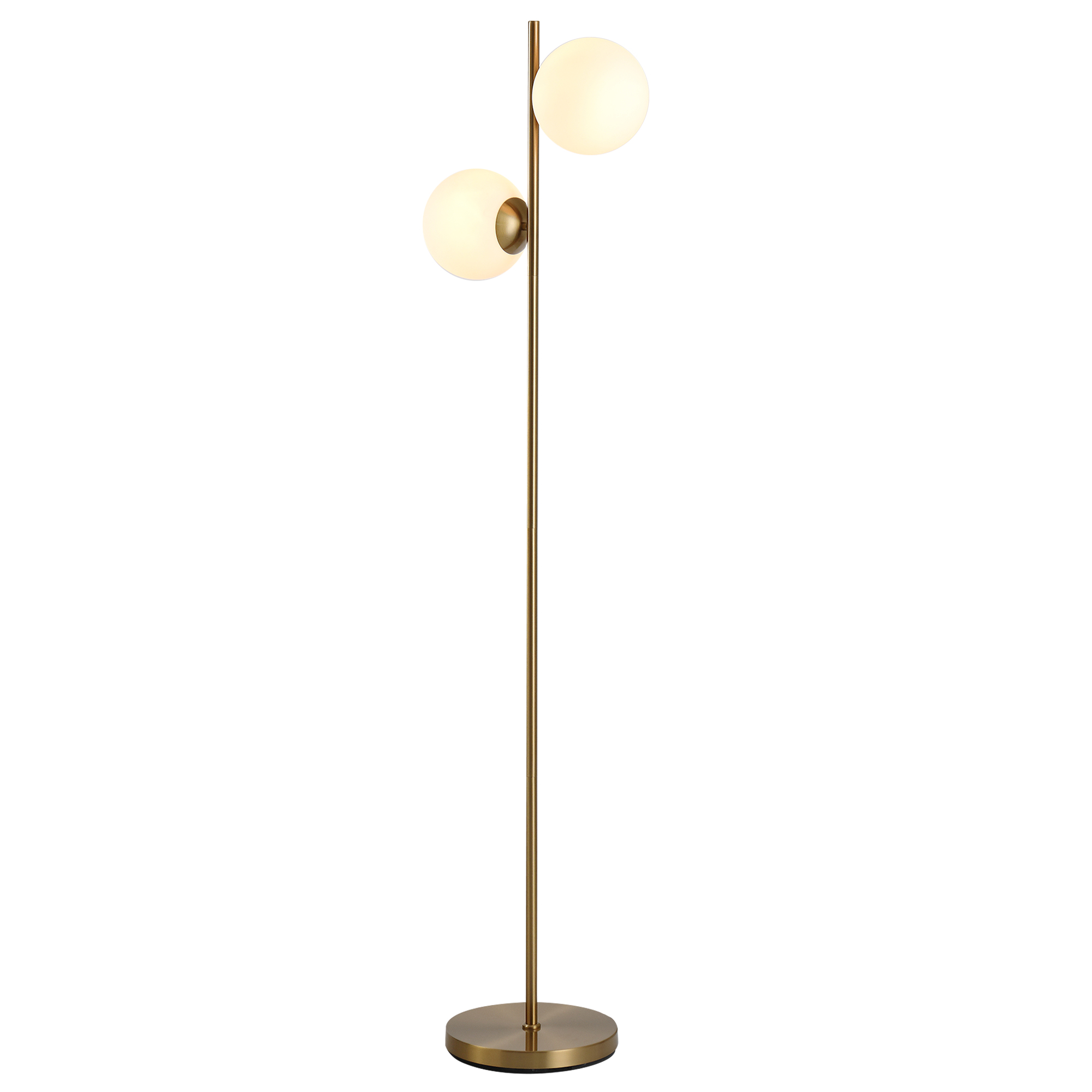 Grīdas lampa viesistabai ar divdaļīgu stikla abažūru, stāvlampa ar 2 E27 ligzdām viesistabai/guļamistabai, spuldze nav iekļauta.
