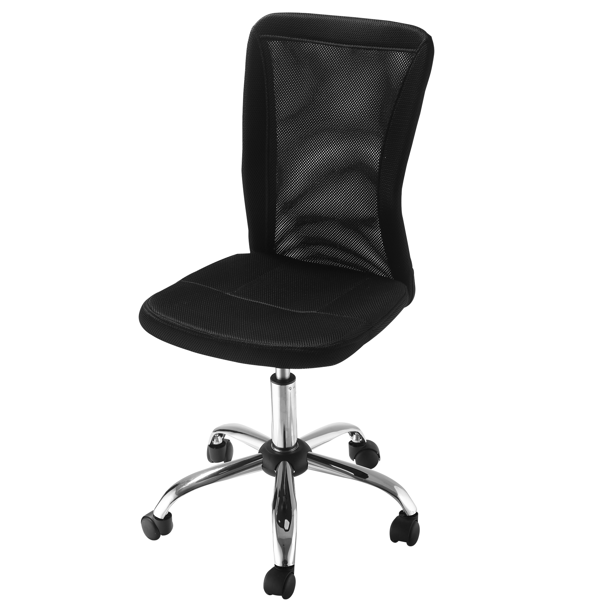 Biroja krēsls, rakstāmgalda krēsls, regulējams augstums, siets, 43 cm x 58 cm x 100 cm, melns