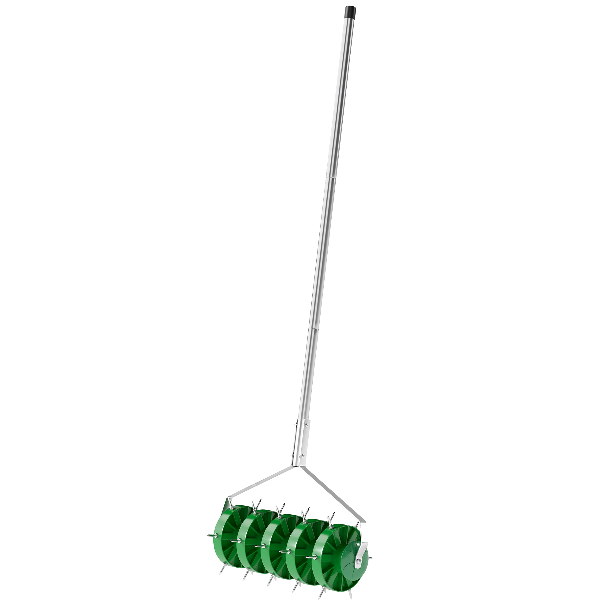 Zāliena aerators zālieniem, 45 cm plats, manuāls zāliena aerators ar 30 dzelzs radzēm, tērauda, tumši zaļš