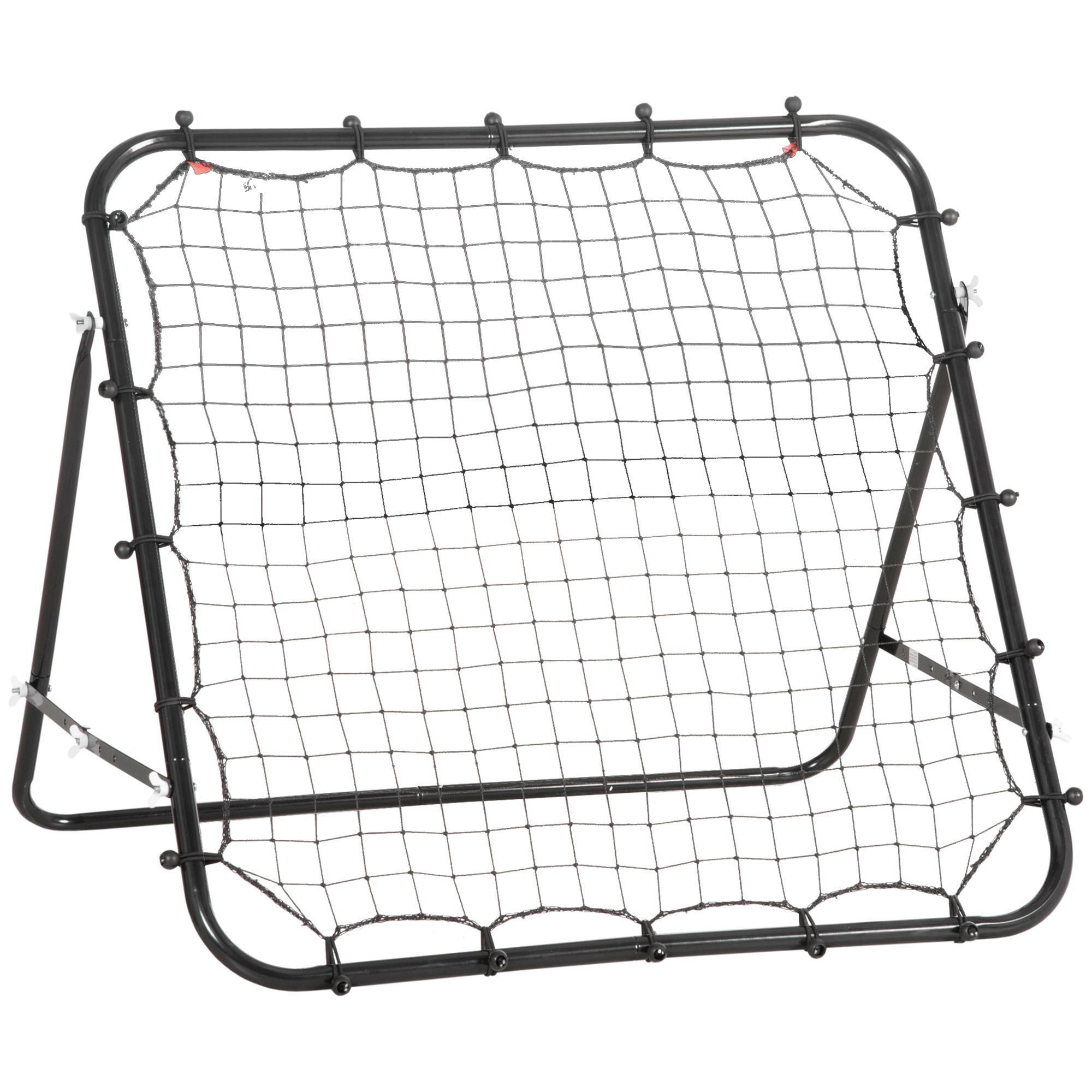 Futbola atlēkušais bumbu grozs, 84 x 84 cm, ar nepārtraukti regulējamu leņķi, atsitiena siena, futbola vārti jauniešu metieniem, piespēlēm un bumbas kontroles treniņiem, melni