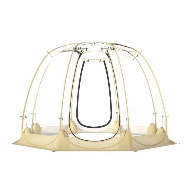 Saliekamā burbuļtelts, 630° caurspīdīga PVC Iglu, 259 cm x 259 cm, ātri uzstādāma, aizslietņa māja, 5-6 personām, bēša