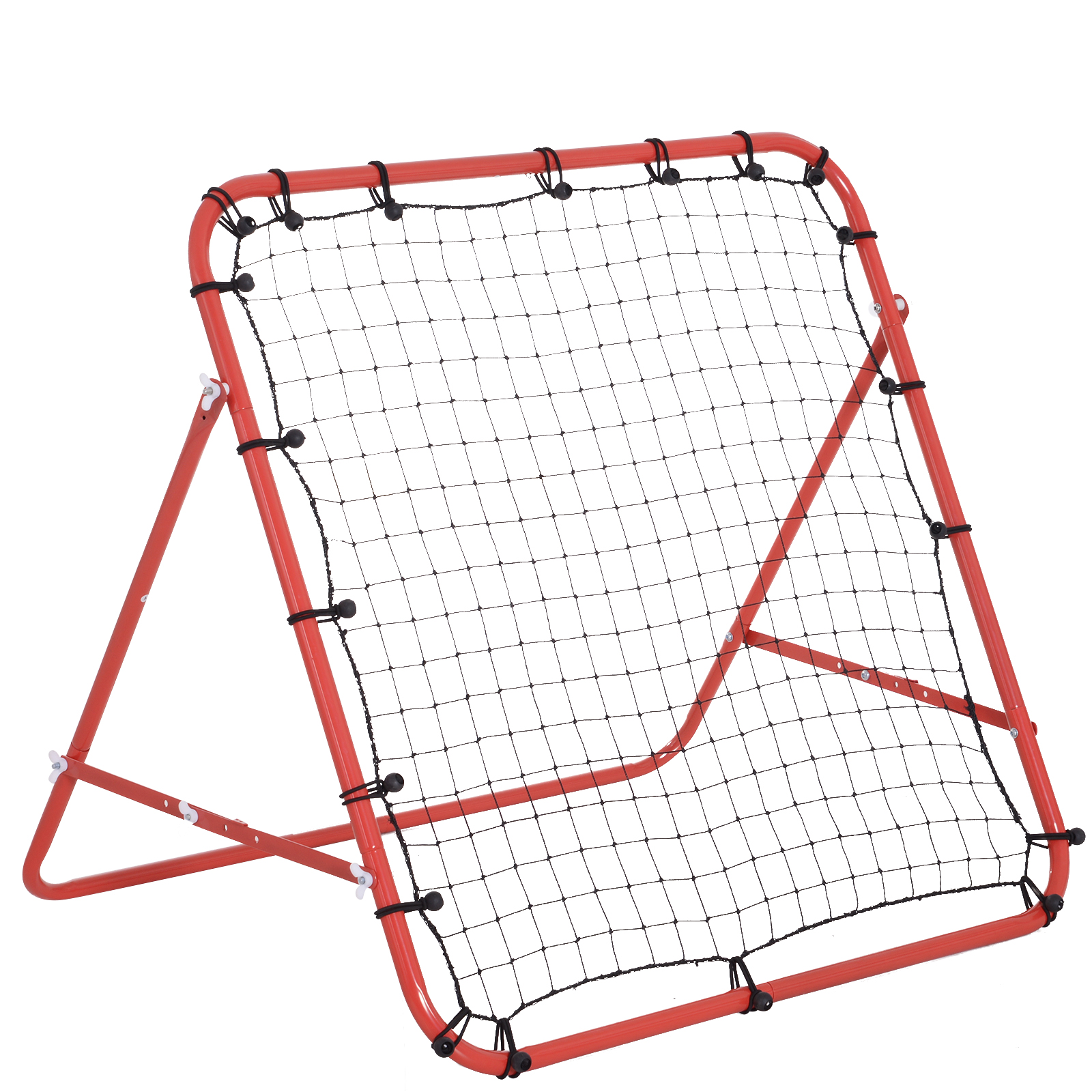 Futbola atlēkušais bumbu grozs, 84 x 84 cm, ar nepārtraukti regulējamu leņķi, atsitiena siena, futbola vārti jauniešu metieniem, piespēlēm un bumbas kontroles treniņiem, sarkani