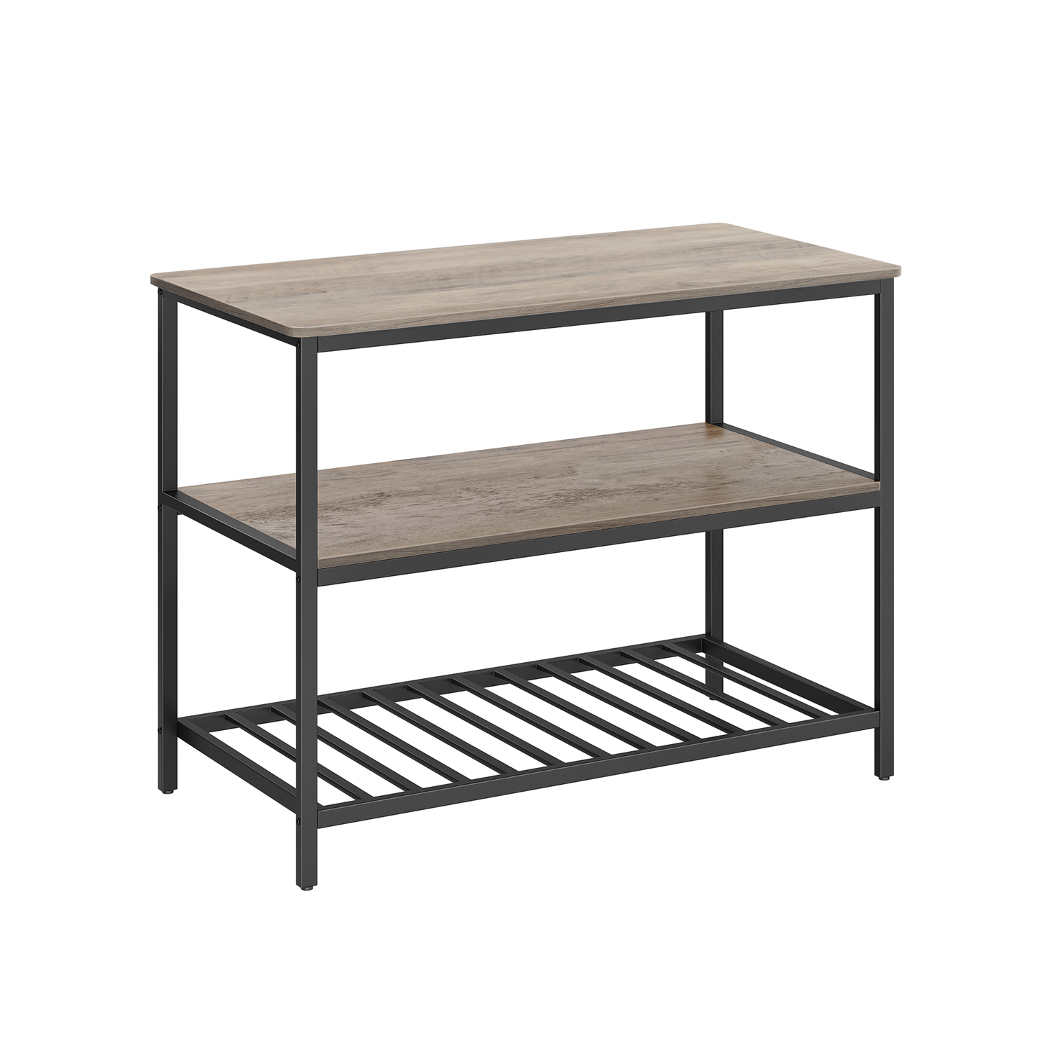 Suure tööpinna ja 3-astmelise riiuliga köögisaar terasraam 60 x 120 x 90 cm tööstuslik disain