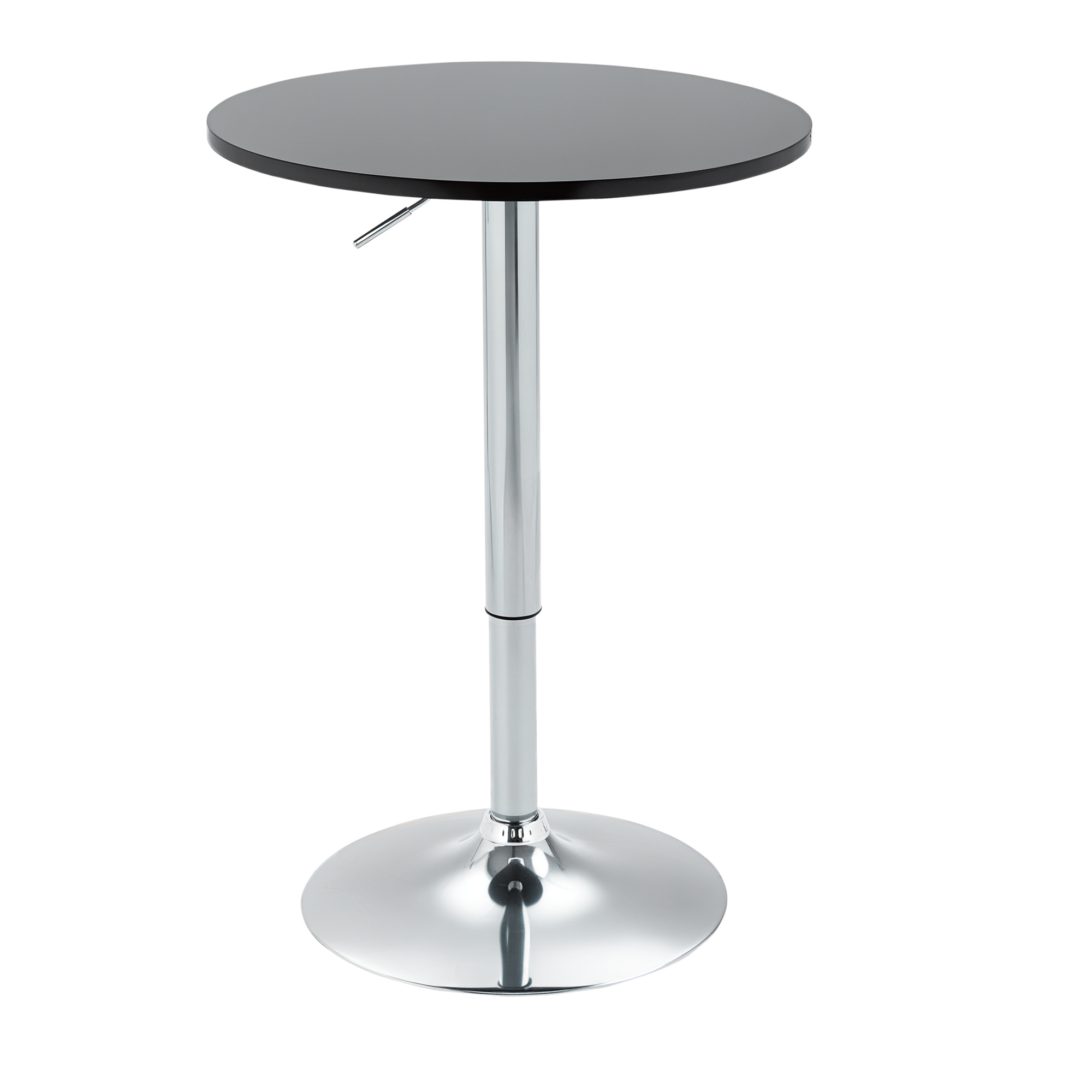 Moderns apaļš bāra galds, ēdamgalds ar 360° grozāmu pamatni, bistro galds ar regulējamu augstumu, stāvgalds, virtuves galds, tērauds, melns, Ø61 x 70-90 cm
