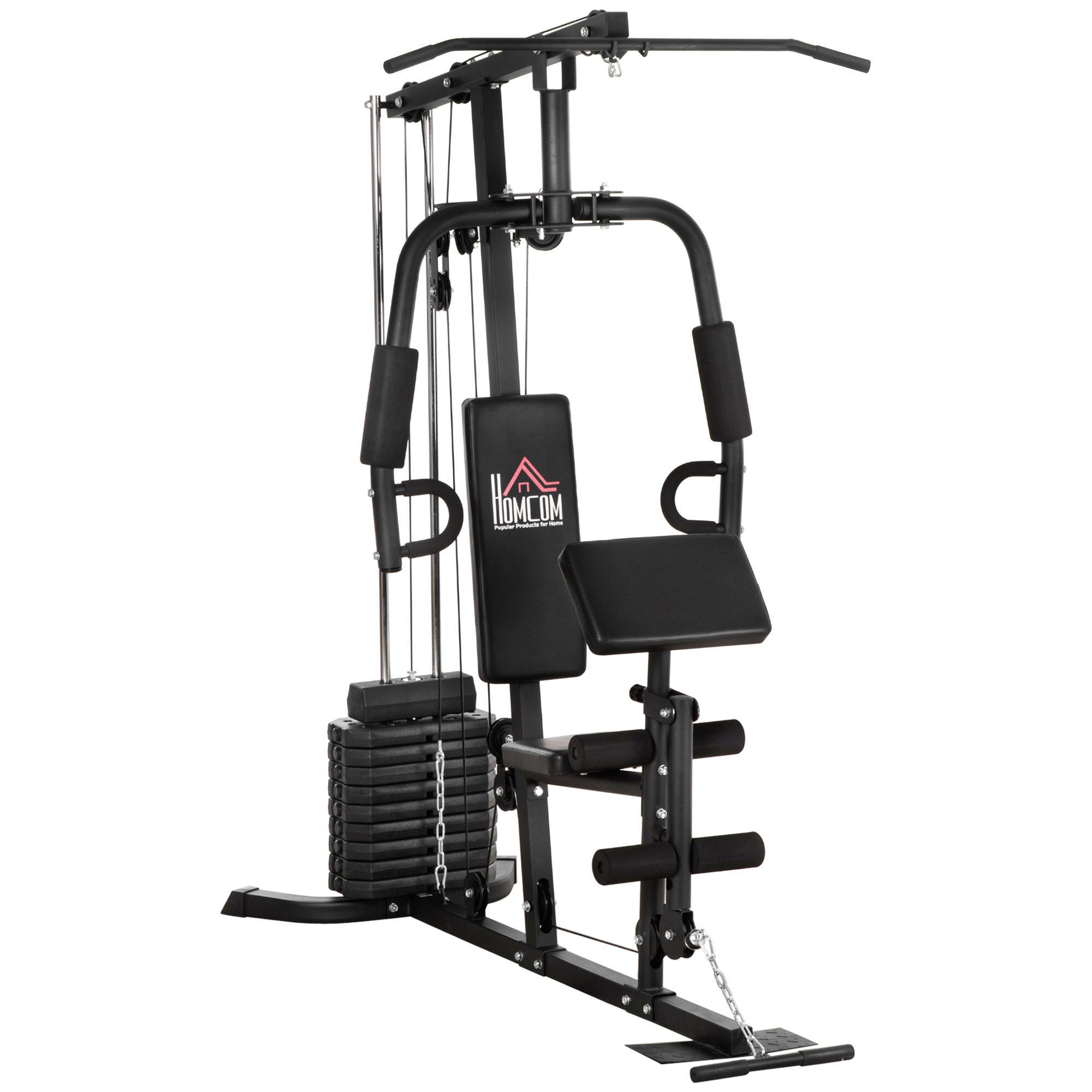 Spēkstacija ar 45 kg svaru bloku, 180 x 108 x 200 cm, tērauds, melna