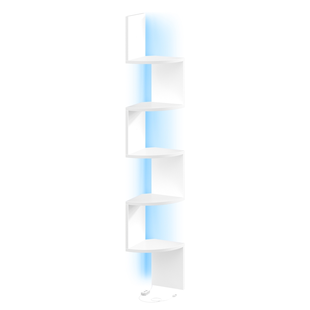 Nurgariiul LED-valgustusega 5-astmeline seinariiul puldiga