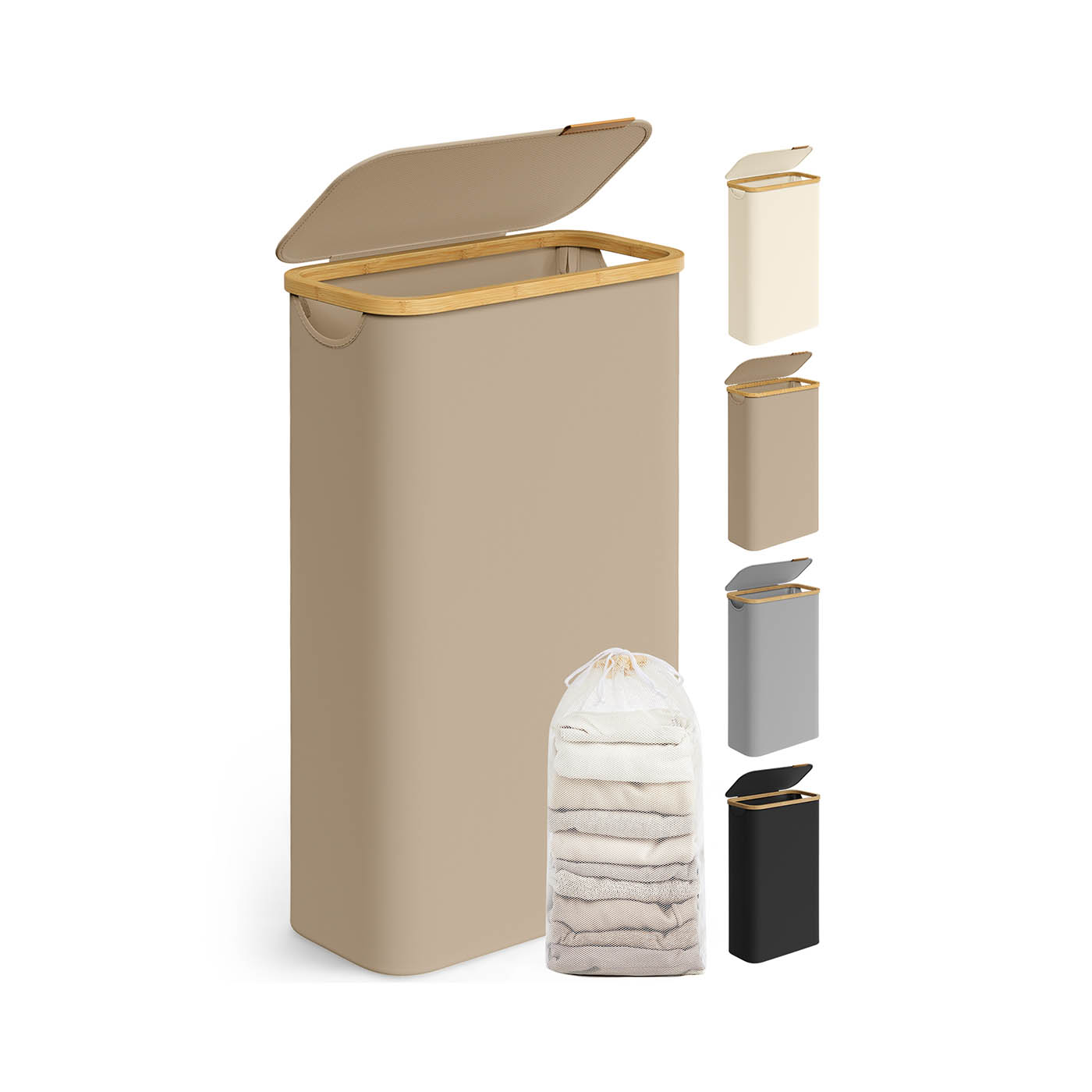 Veļas grozs 65 L ar vāku 150 L 42 x 22,5 x 70,5 cm kamieļbrūns
