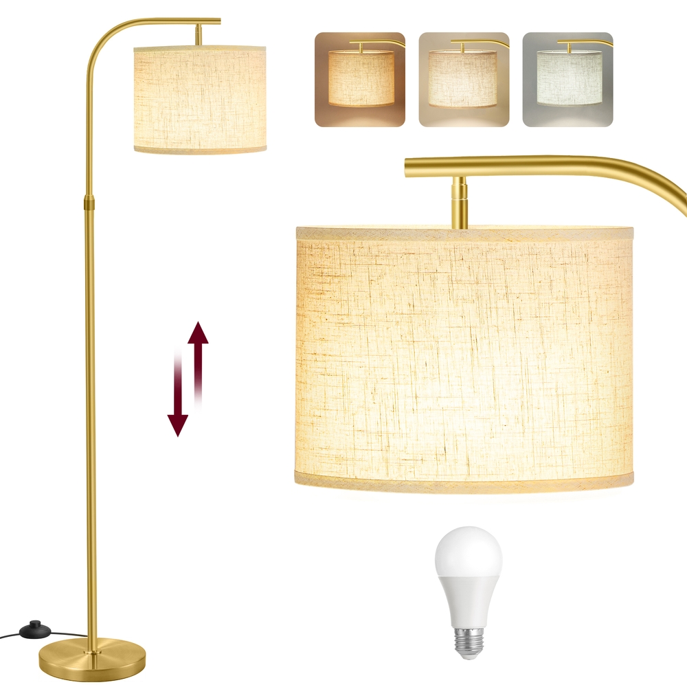 Põrandalamp ja kaarlamp reguleeritava kõrgusega lugemislamp (150-175 cm) jalg lüliti ja riidest kupliga