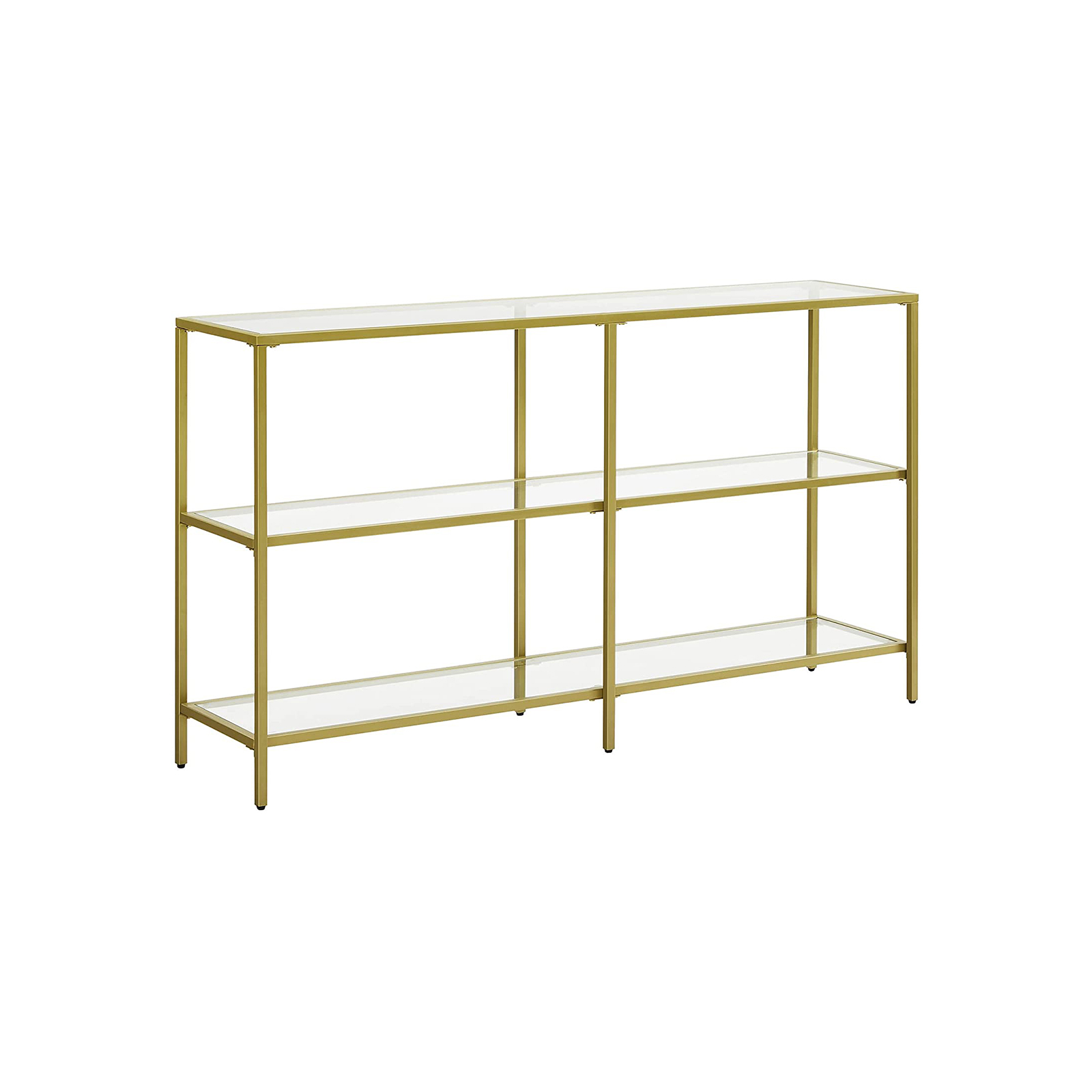 Konsoollaud ja esikulaud 3 tasandiga karastatud klaasist riiulid metallraam 130 x 30 x 73 cm