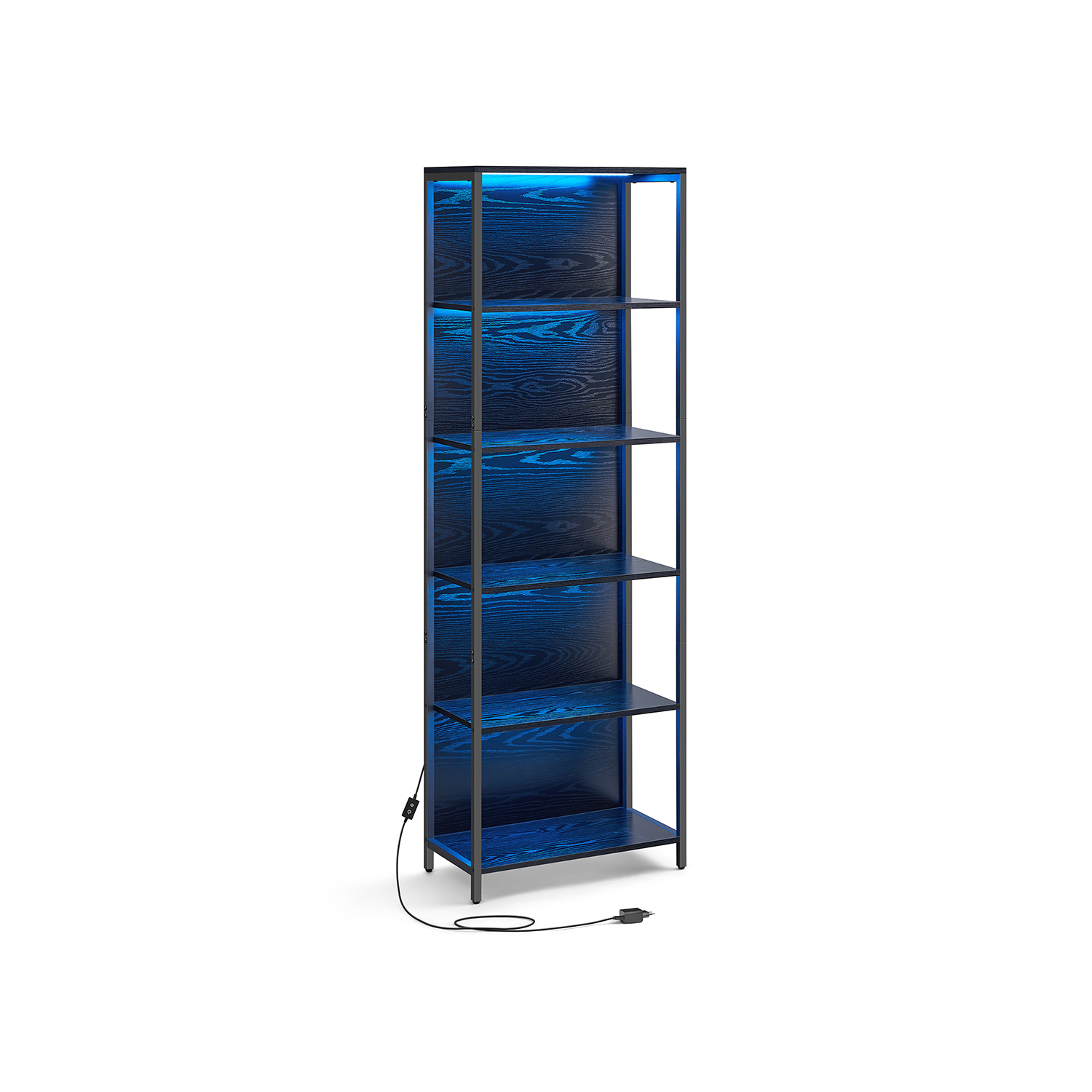 LED-valgustusega raamaturiiul 6 tasandiga stabiilne terasraam 30 3 x 60 x 178 6 cm