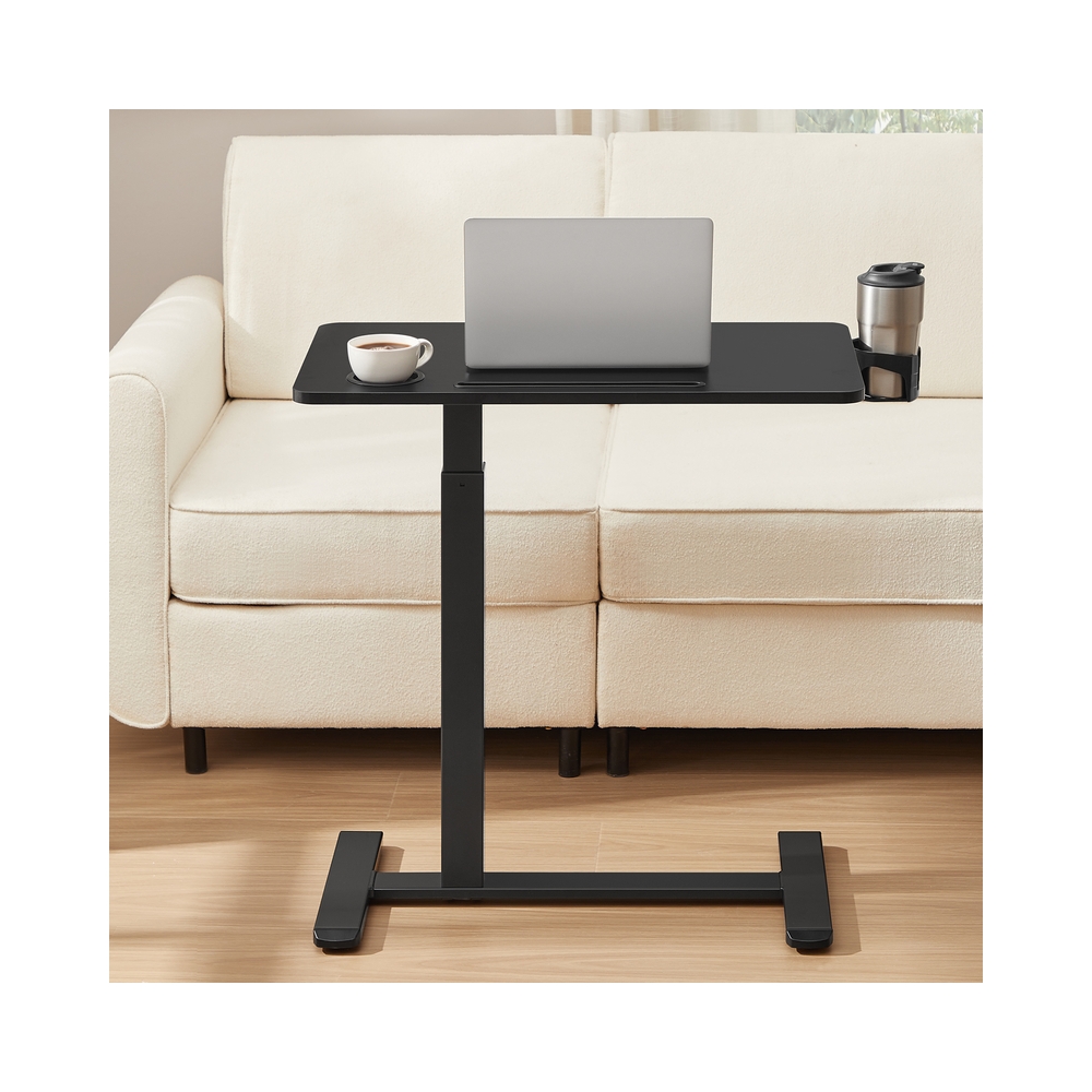 Rullikutel abilaud ja mobiilne sülearvutilaud reguleeritav kõrgus 2 topsihoidjat ja telefonipesa 70 x 40 cm