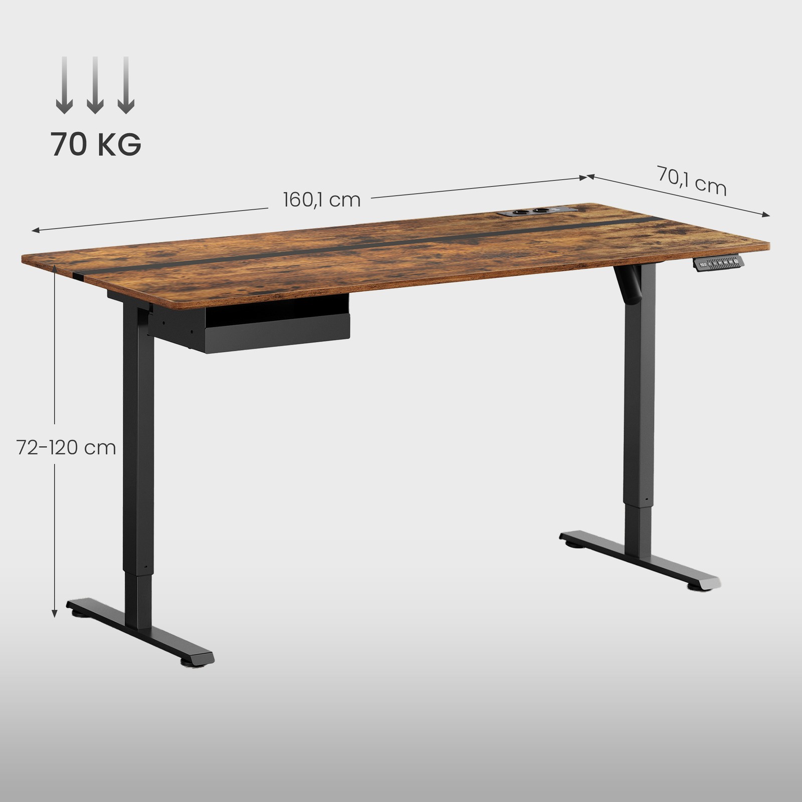 Galds ar regulējamu augstumu, 160,1 x 70