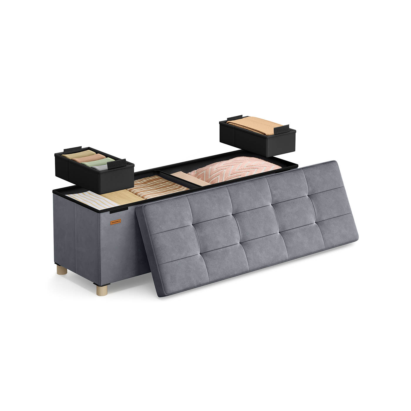 Sols ar glabātuvi 38 x 110 x 40 cm krēsls 112 l šīfera pelēks