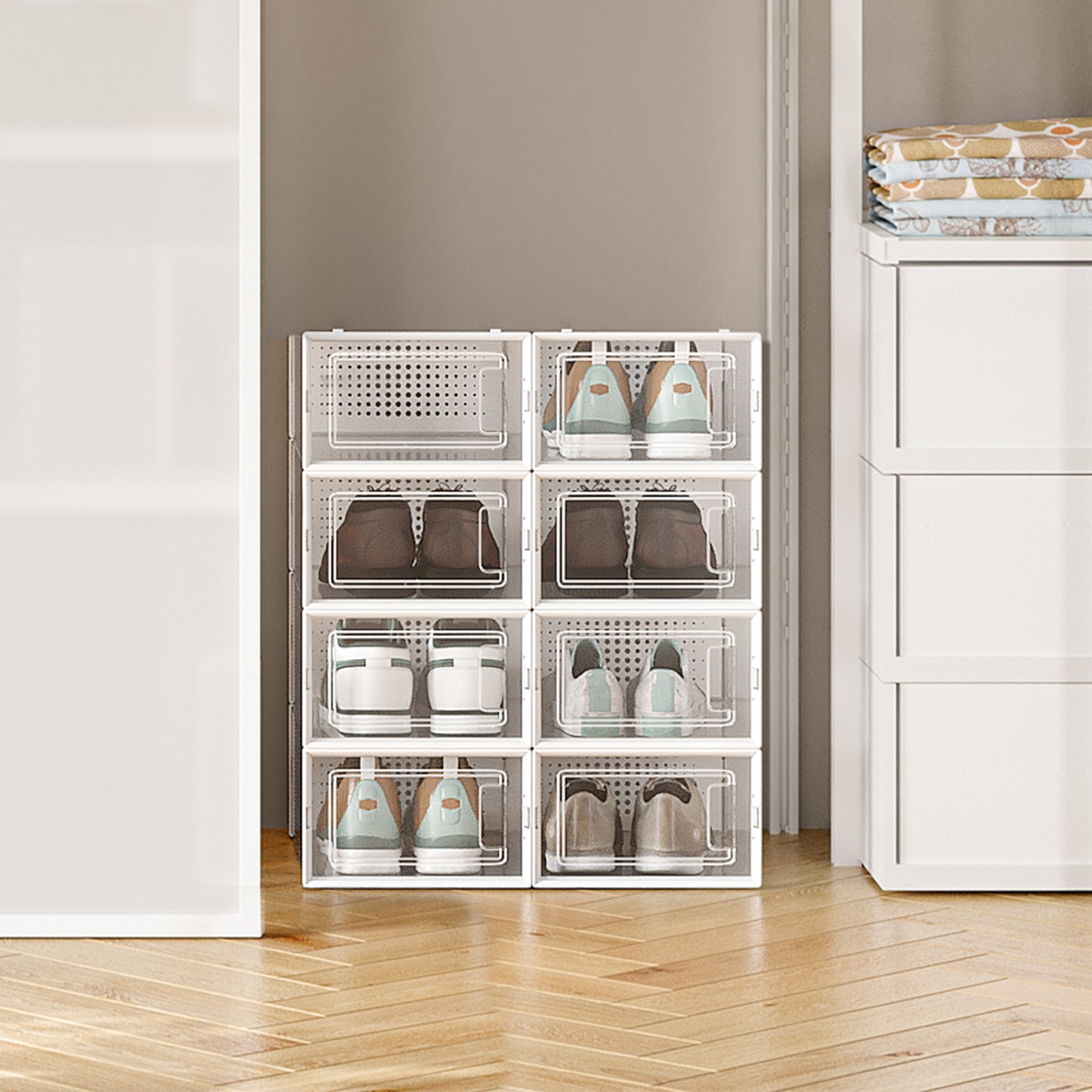 Apavu kastes, komplektā 8, plastmasas apavu organizators