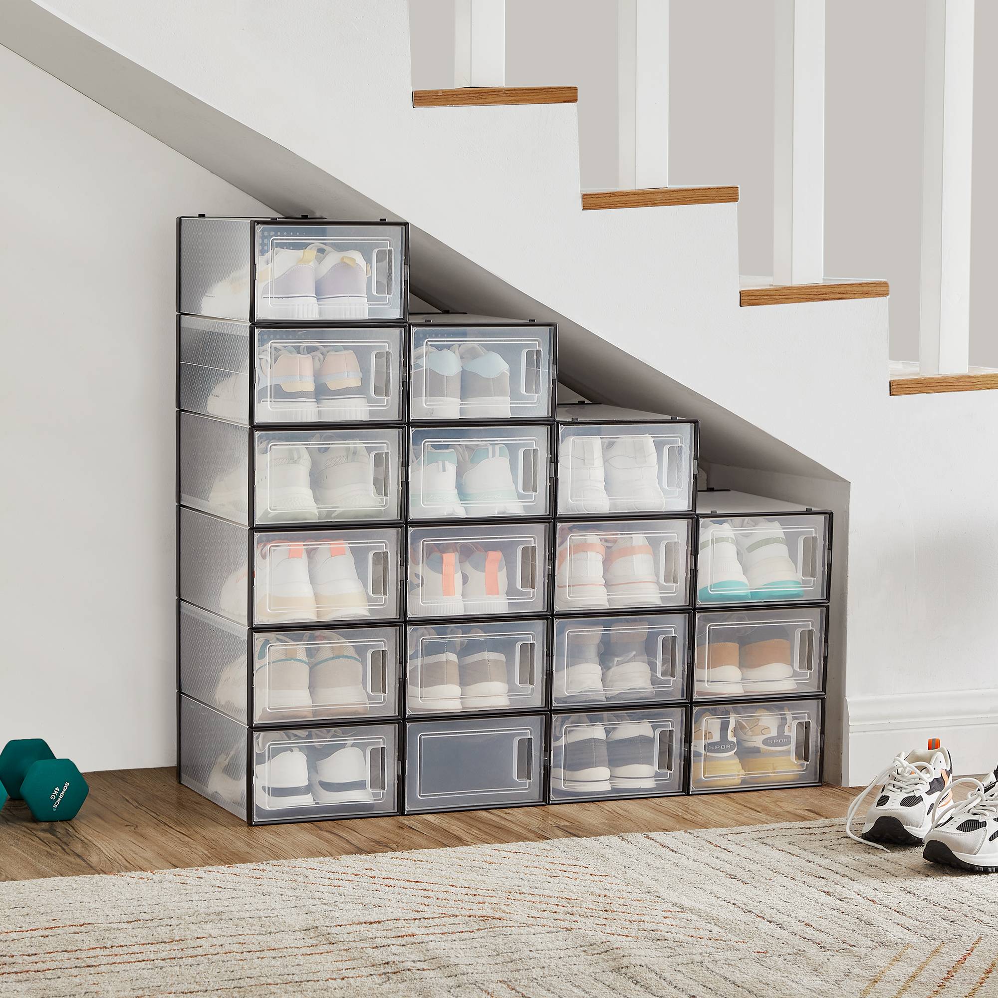 Apavu kastes, 18 daļu komplekts, plastmasas apavu organizators