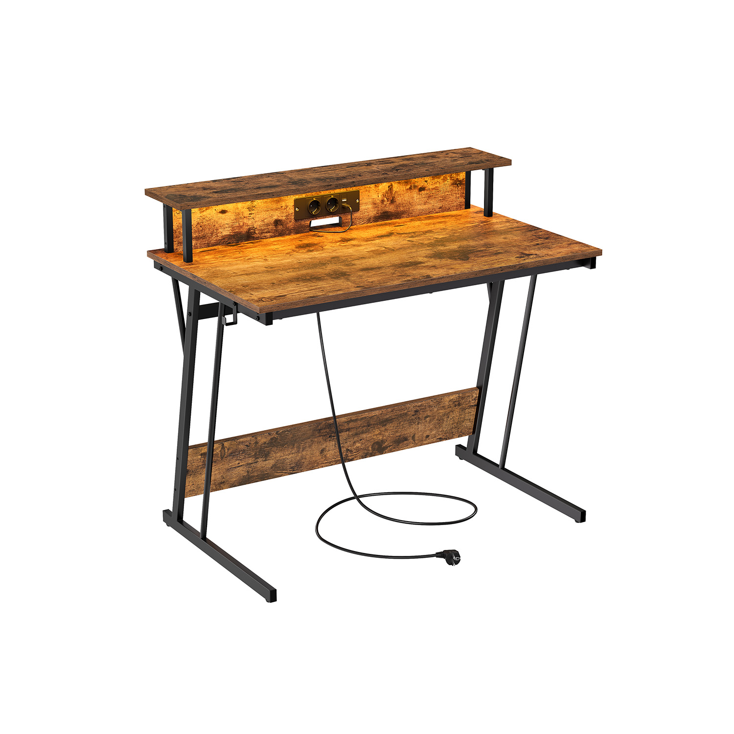 Galds ar pagarinātāju 60 x 100 x 76 cm vintage - brūns