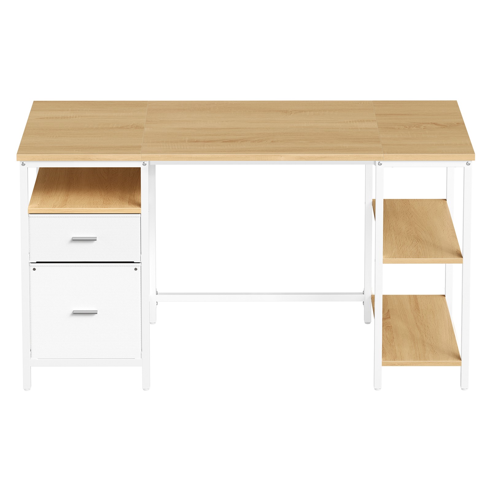 Kirjutuslaud 3 riiuliga kontorilaud 2 sahtliga 140 x 60 x 76 cm