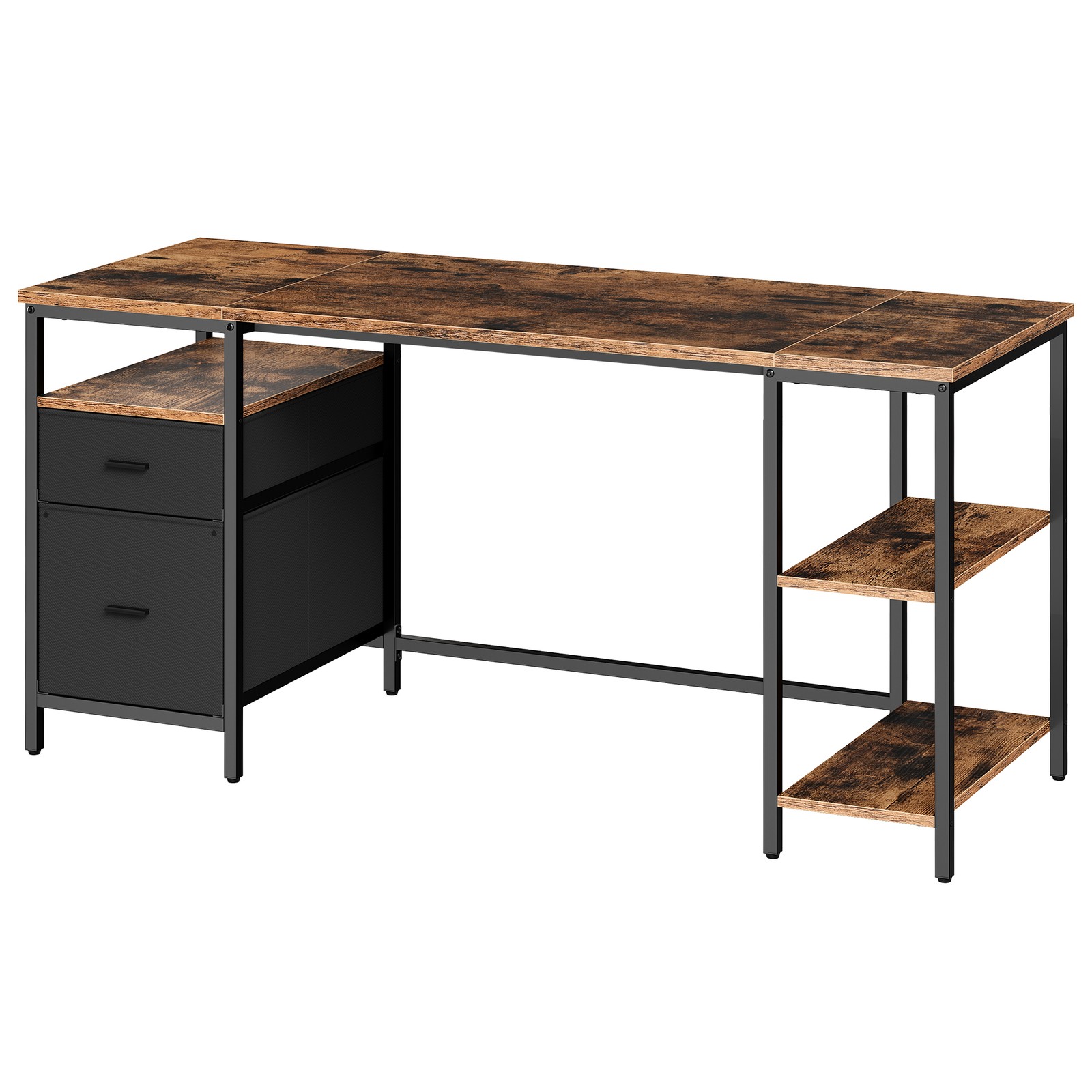 Kirjutuslaud 3 riiuliga kontorilaud 2 sahtliga 160 x 60 x 76 cm