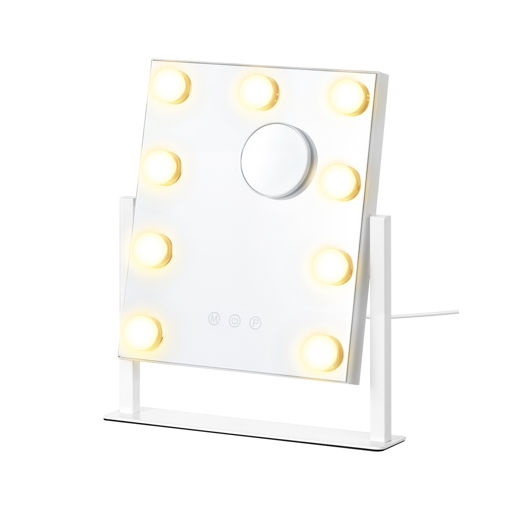 Aplauzuma spogulis ar apgaismojumu un 9 LED spuldzēm, matēts balts