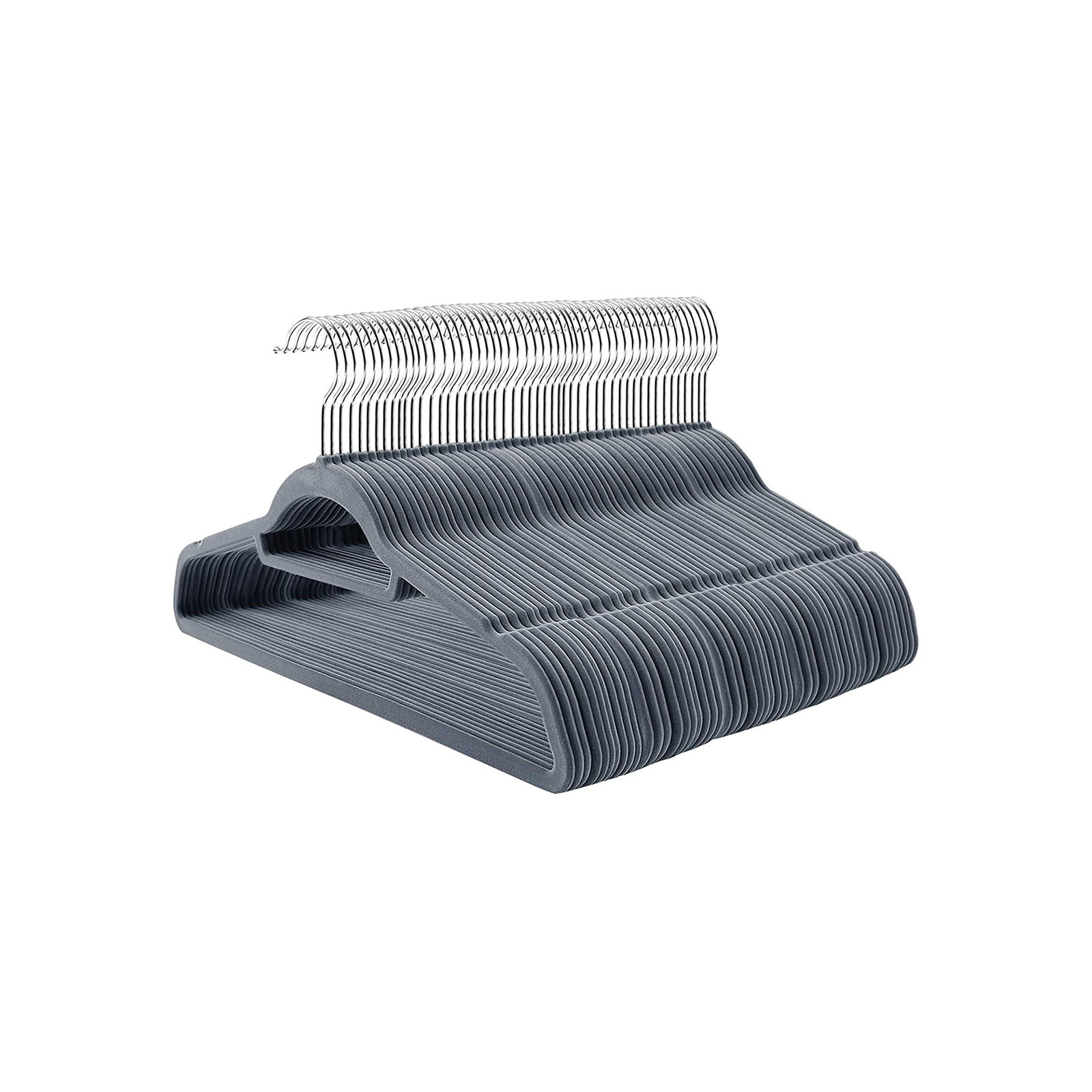 Velvet hangers, 100 pcs, light gray