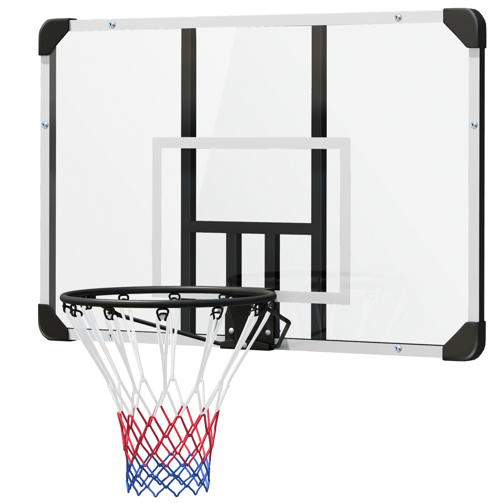 Basketbola grozs, triecienizturīgs vairogs, paredzēts lietošanai iekštelpās un ārā, tērauda rāmis, melns