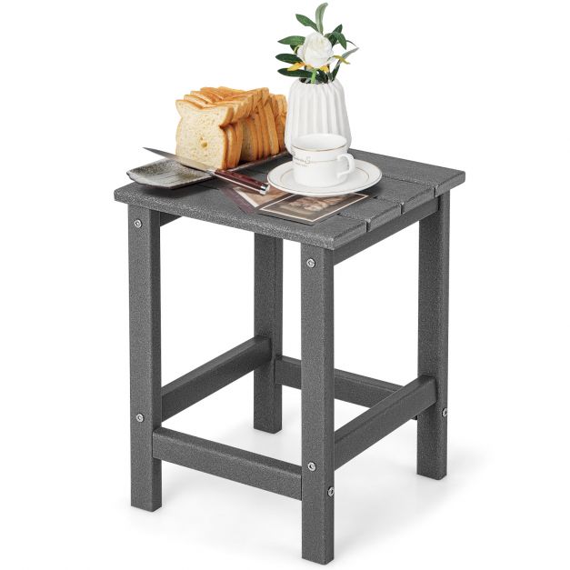Ilmastikukindel HDPE plastikust Adirondack-stiilis abilaud ja aiatoolide kõrvaland (36 x 36 x 47 cm), hall