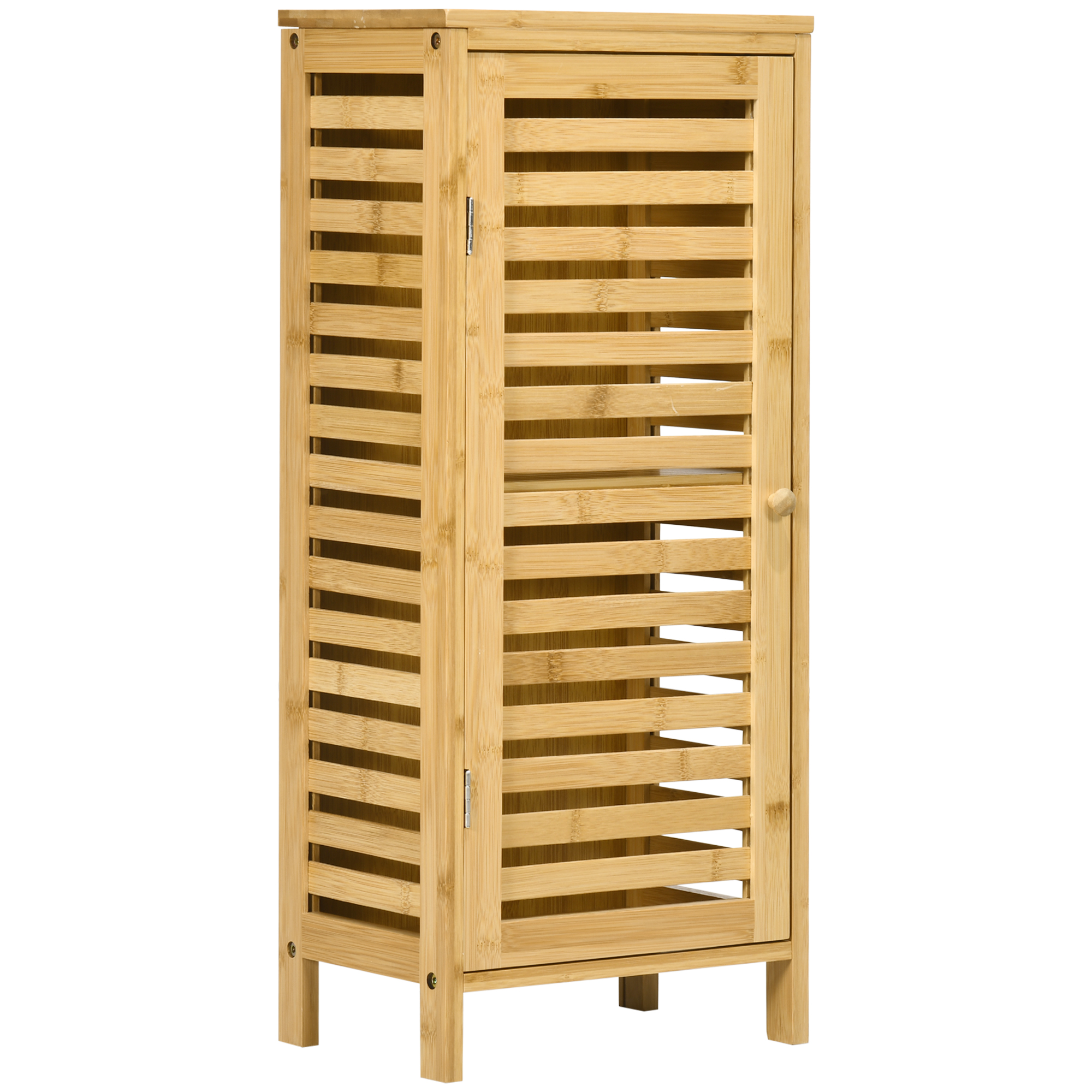 Vannas istabas skapītis ar redeļu durvīm, regulējams plaukts, dabīgs bambuss, 30x19,9x70 cm
