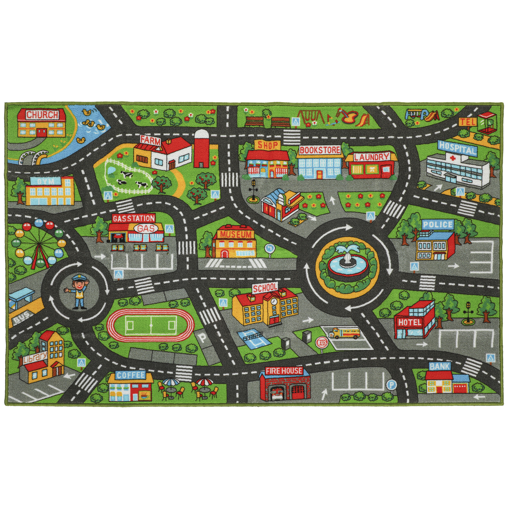 Rāpošanas paklājiņš mazulim, rotaļu paklājiņš 160x100x0,5cm, rāpošanas sega ar neslīdošu apakšpusi, pilsētas motīvs bērnu istabai