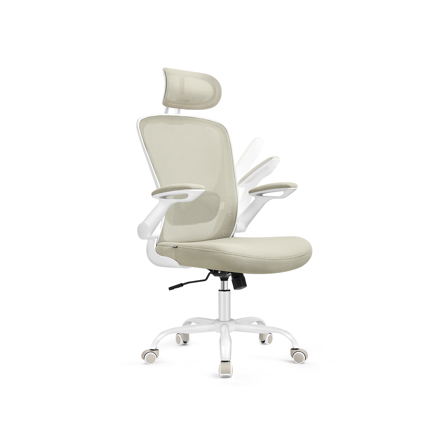 Ergonomisks sieta biroja krēsls, kapučīno bēšs