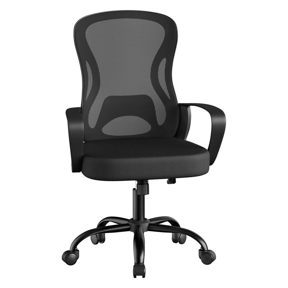 Ergonomisks biroja krēsls, ar šūpošanās funkciju, melns