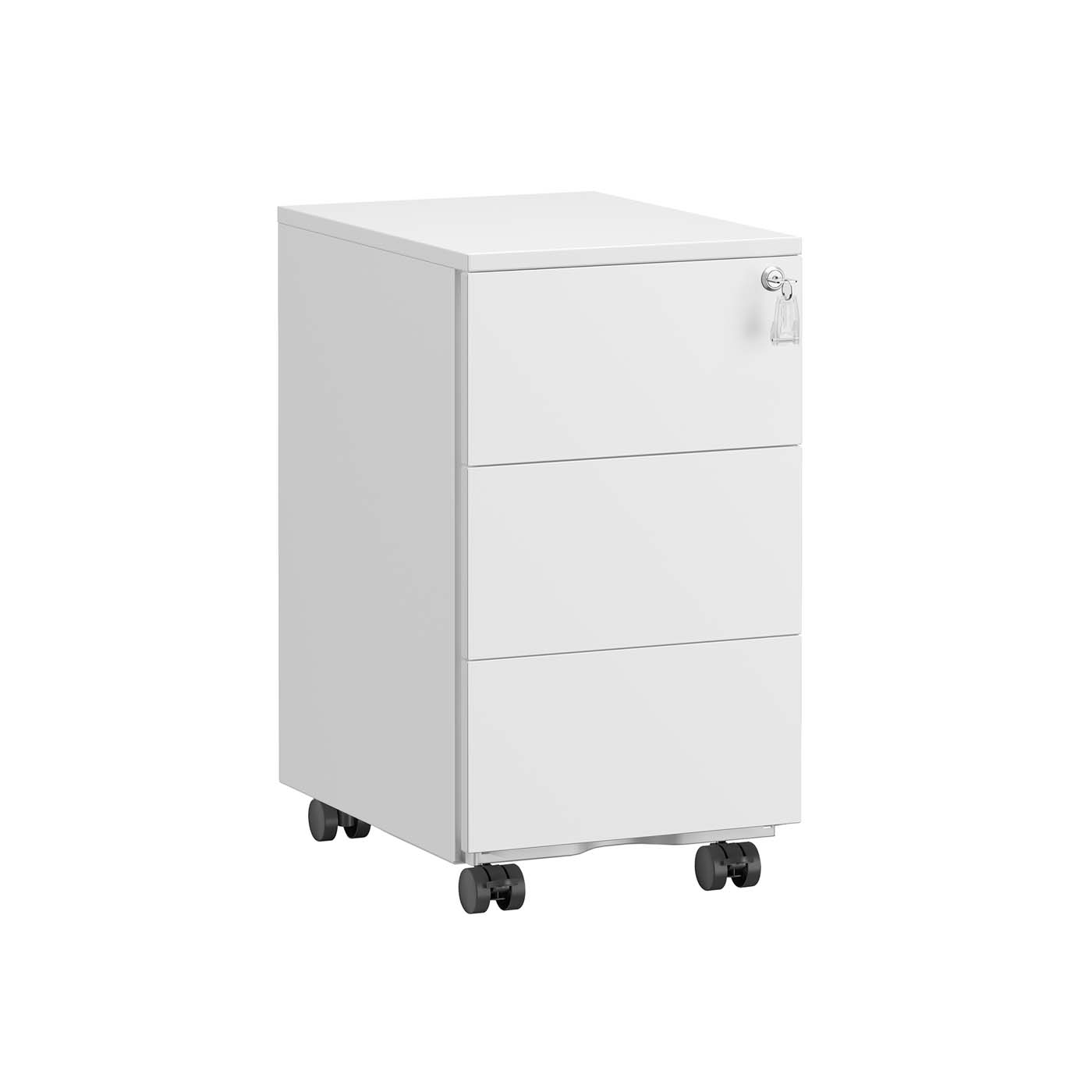 Kumode ar 3 atvilktnēm 40 x 30 x 54 cm matēta balta