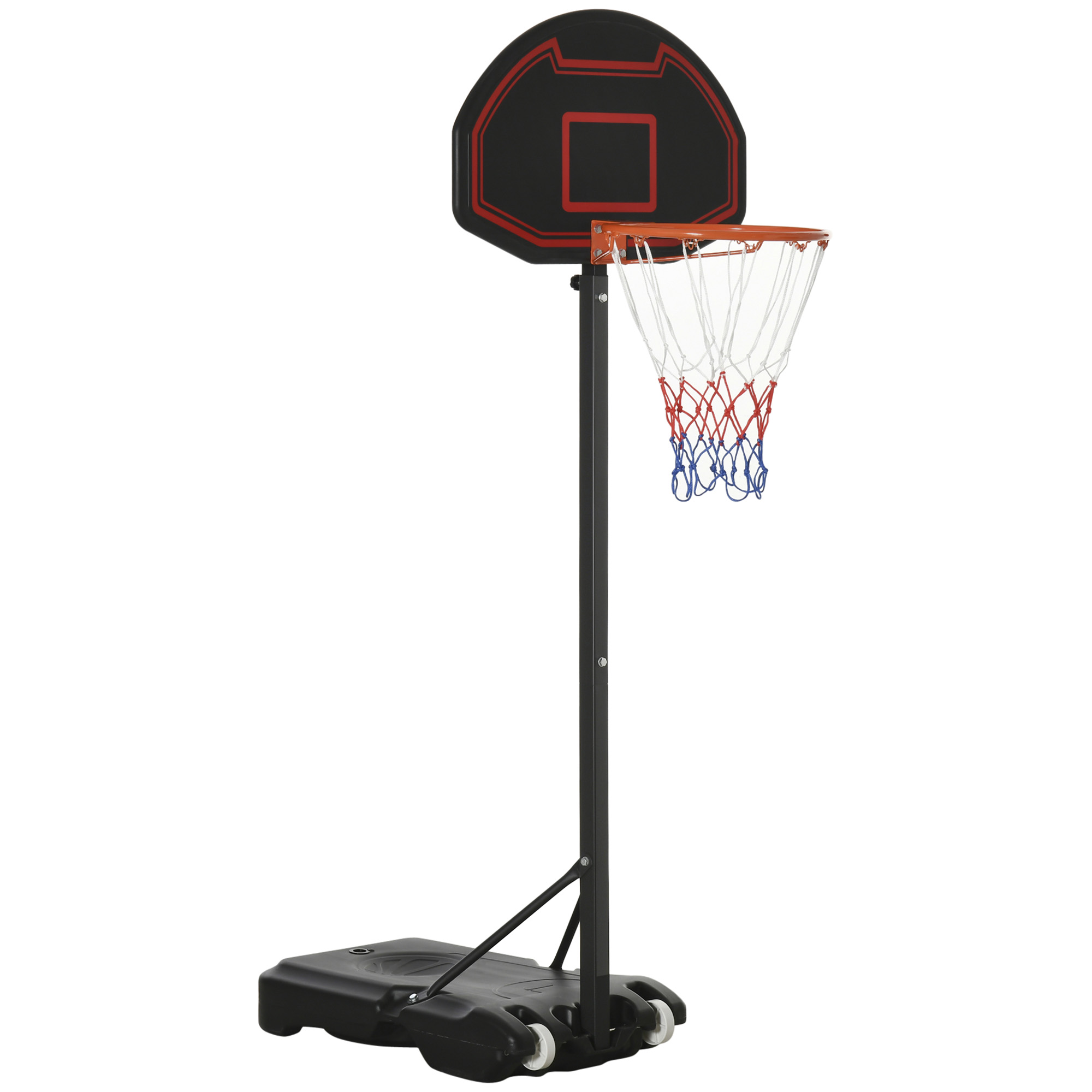 Basketbola grozs, regulējams augstums, piepildāma pamatne, ļoti stabils, melns, 131 x 49 x 195-250 cm