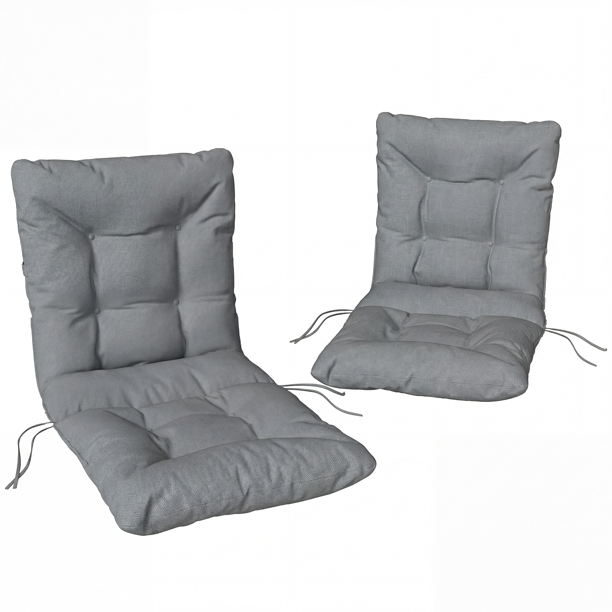 Āra sēdekļa spilvens ar atzveltni un siksnām, ūdeni atgrūdoši spilveni lietošanai iekštelpās un ārā, gaiši pelēks