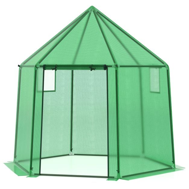 198 cm x 171 cm x 189 cm (1,9 x 1,8 x 1,8 m) mini siltumnīca, pārnēsājama, silta māja ziemai, ar PE pārsegu - zaļa