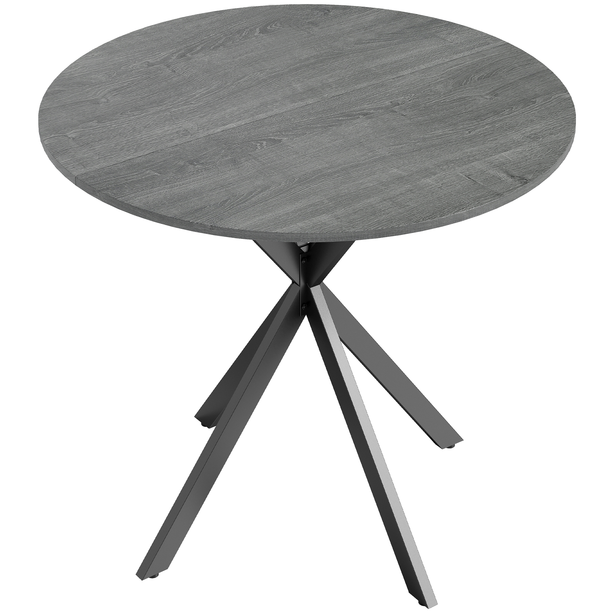 Apaļš virtuves galds, 80 cm, kompakta virsma, skaidu plāksne, metāls, pelēks