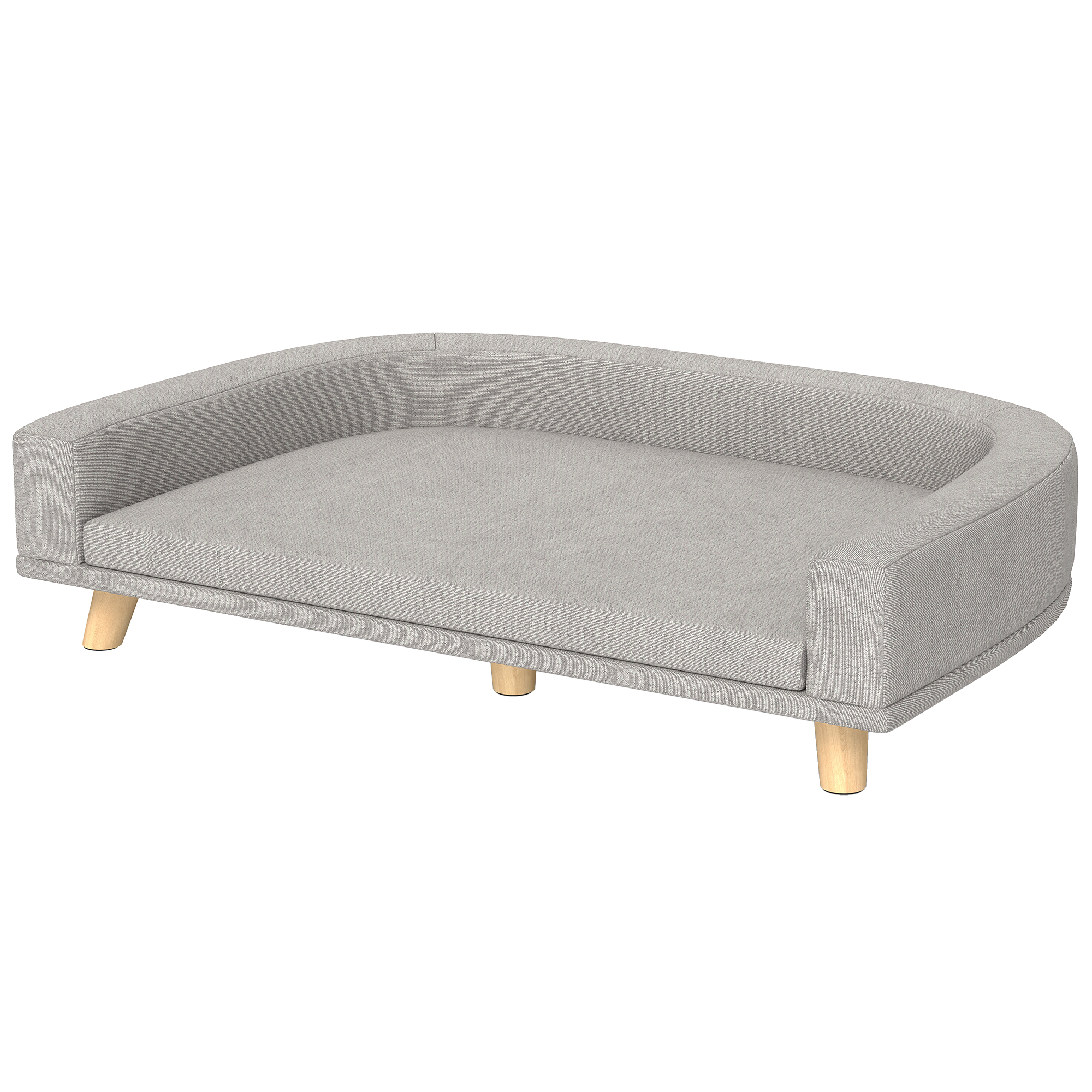Koeradiivan suurtele koertele kuni 30 kg polsterdatud männipuidust jalad 98 x 67 x 25 cm hall