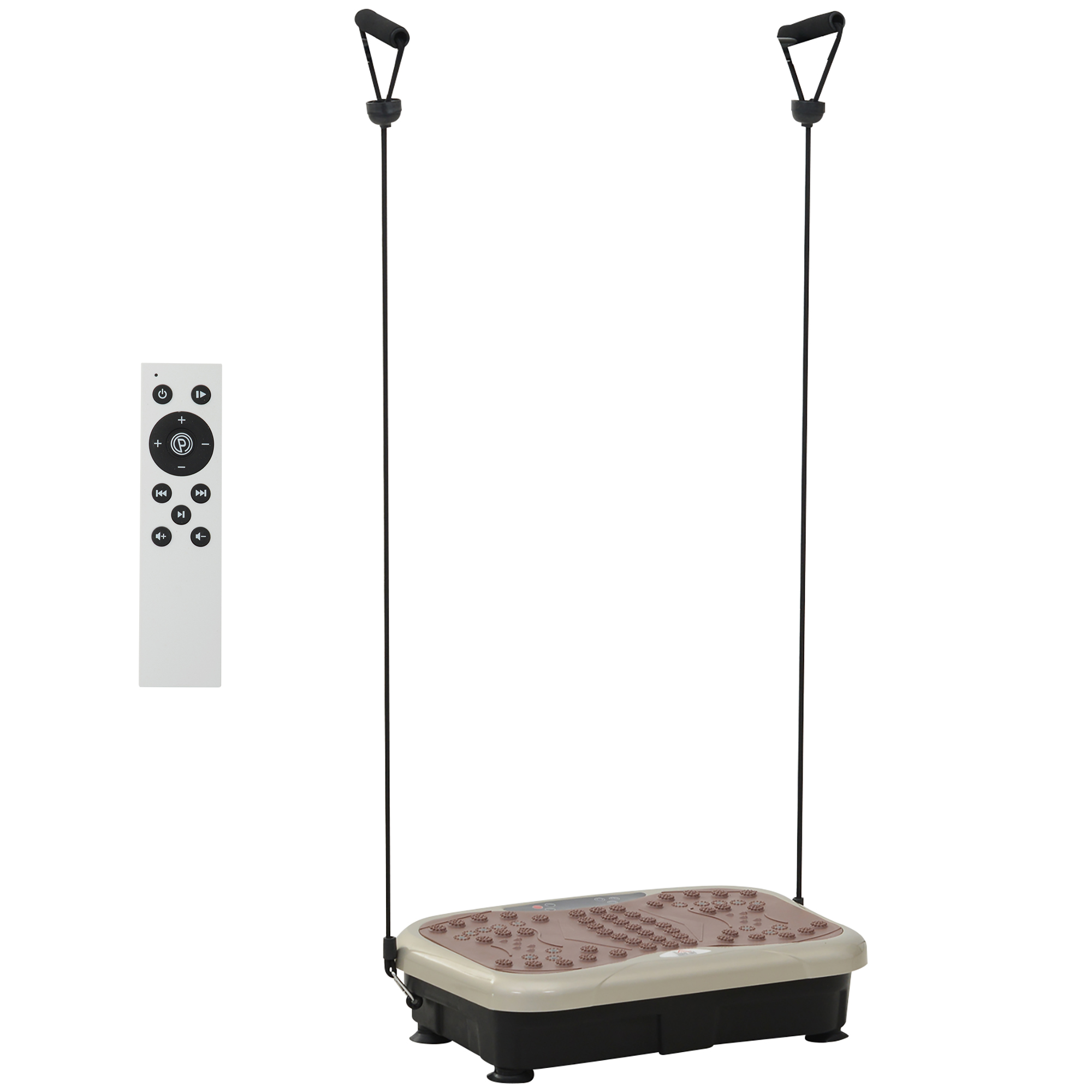 Vibrācijas plāksne, vibrācijas trenažieris, vibrācijas ierīce, fitnesa treneris, LED displejs, USB skaļrunis, treniņu lentes, tālvadības pults