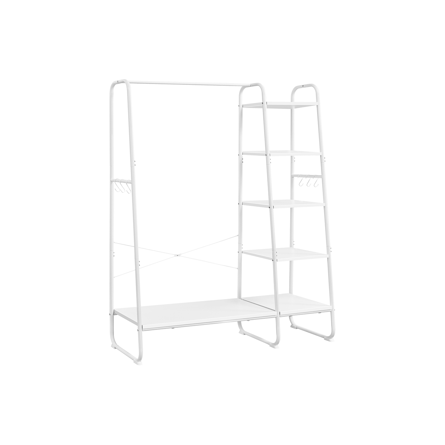 Riidenagi ja garderoobistange 5 tasandit kingariiuli ja 6 konksuga 45 x 120 x 160 cm tööstuslik disain