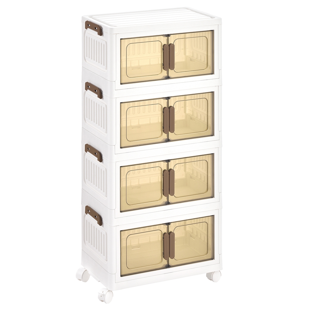 Organizators uz riteņiem, 4 līmeņi, kastes ar vākiem