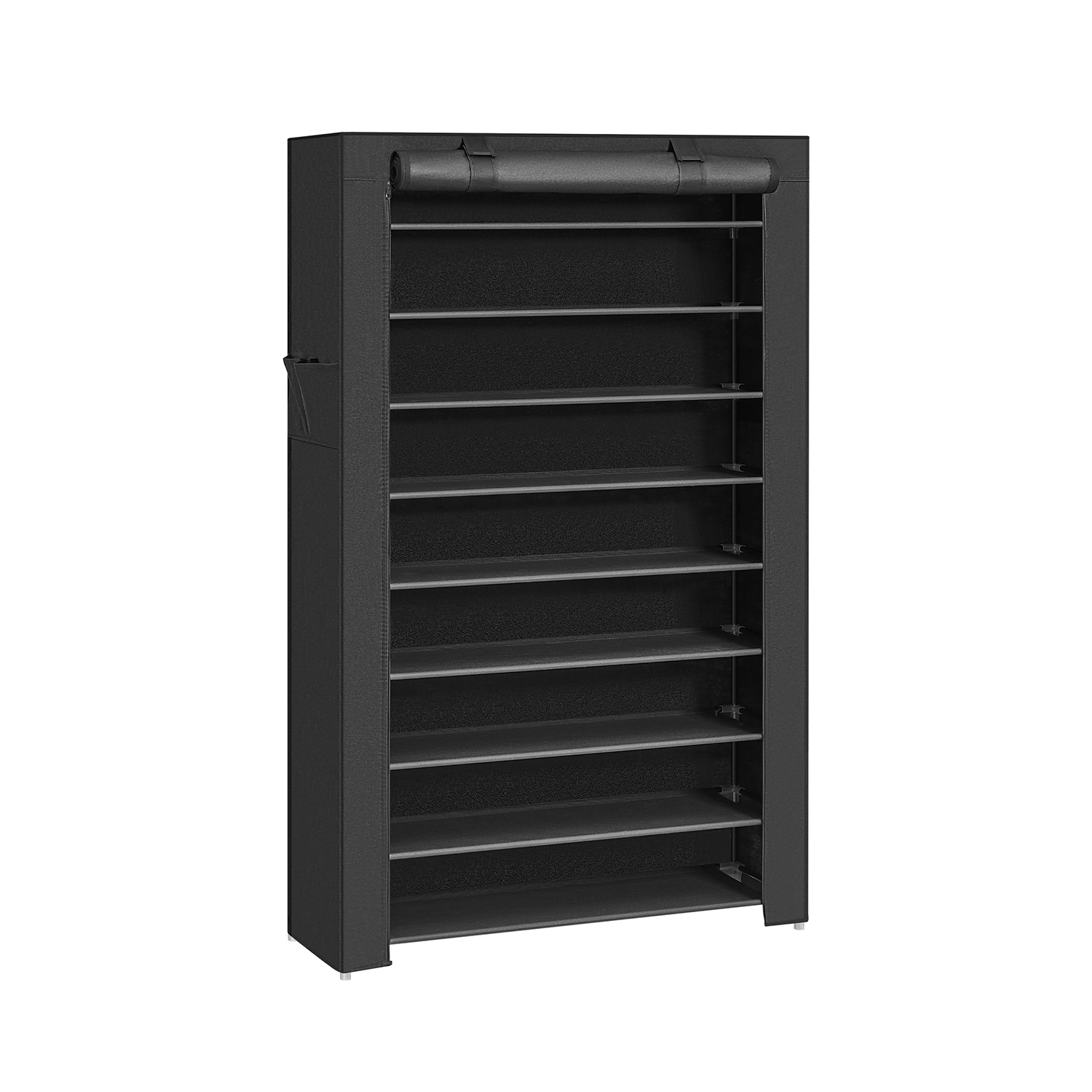 Apavu plaukts ar vāku, 88 cm, melns