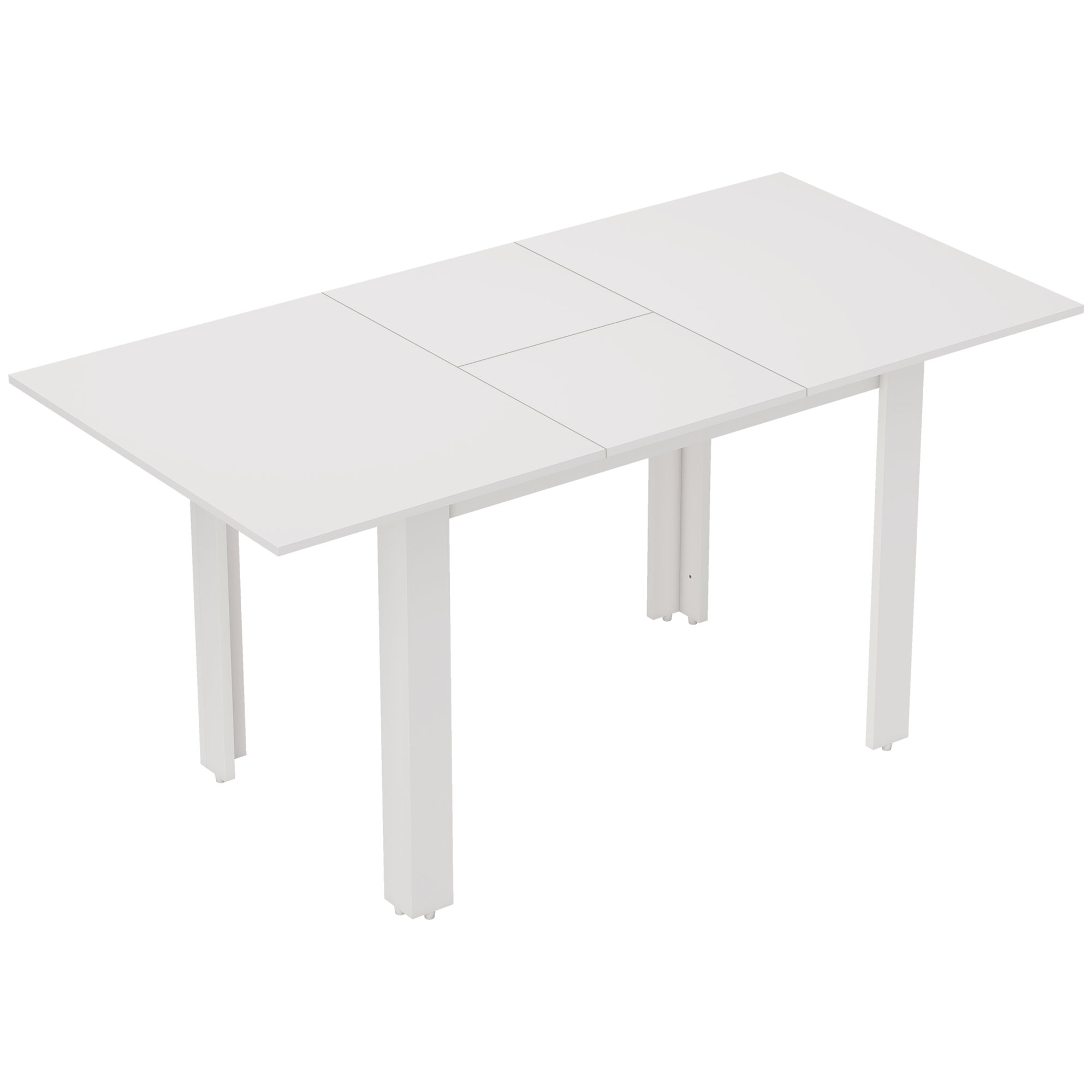 Izvelkams ēdamgalds, 120-160 x 70 cm, regulējams virtuves galds 4-6 personām, MDF, spīdīgi balts