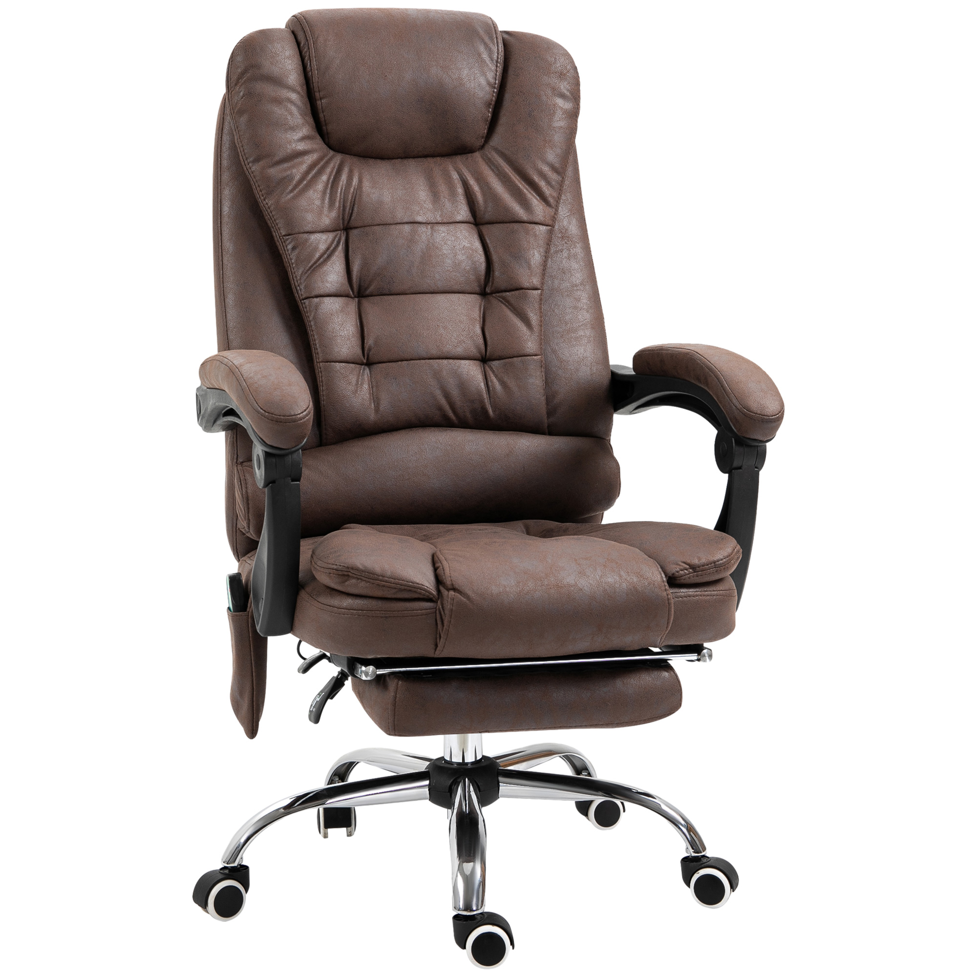 Masāžas biroja krēsls, atgāžama un apsildāma funkcija, grozāms, ergonomisks, līdz 120 kg, brūns