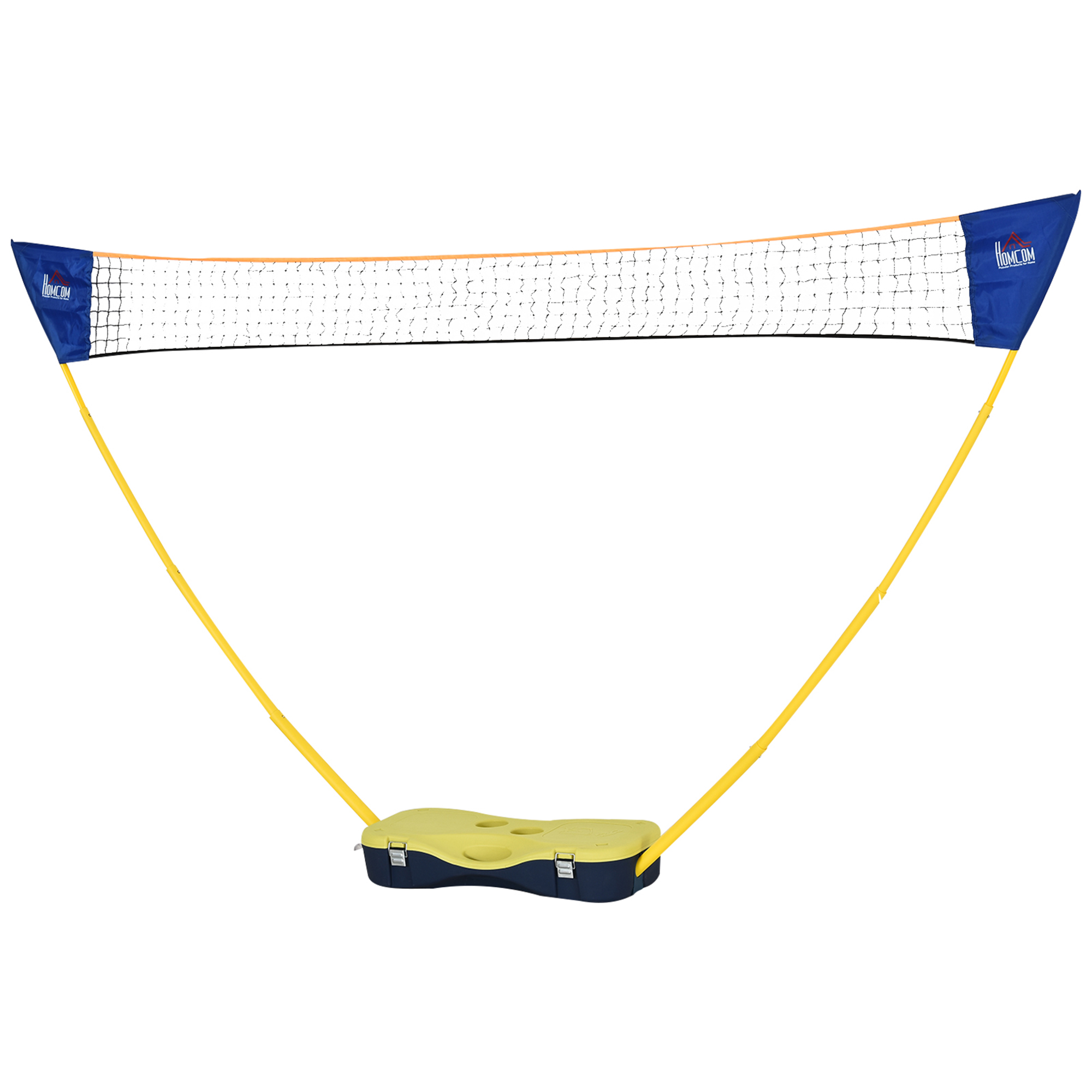 Badmintona tīkls, pārnēsājams tīkla statīvs, badmintona komplekts ar 4 raketēm, āra sportam, 286 x 33 x 157 cm, dzeltens+zils